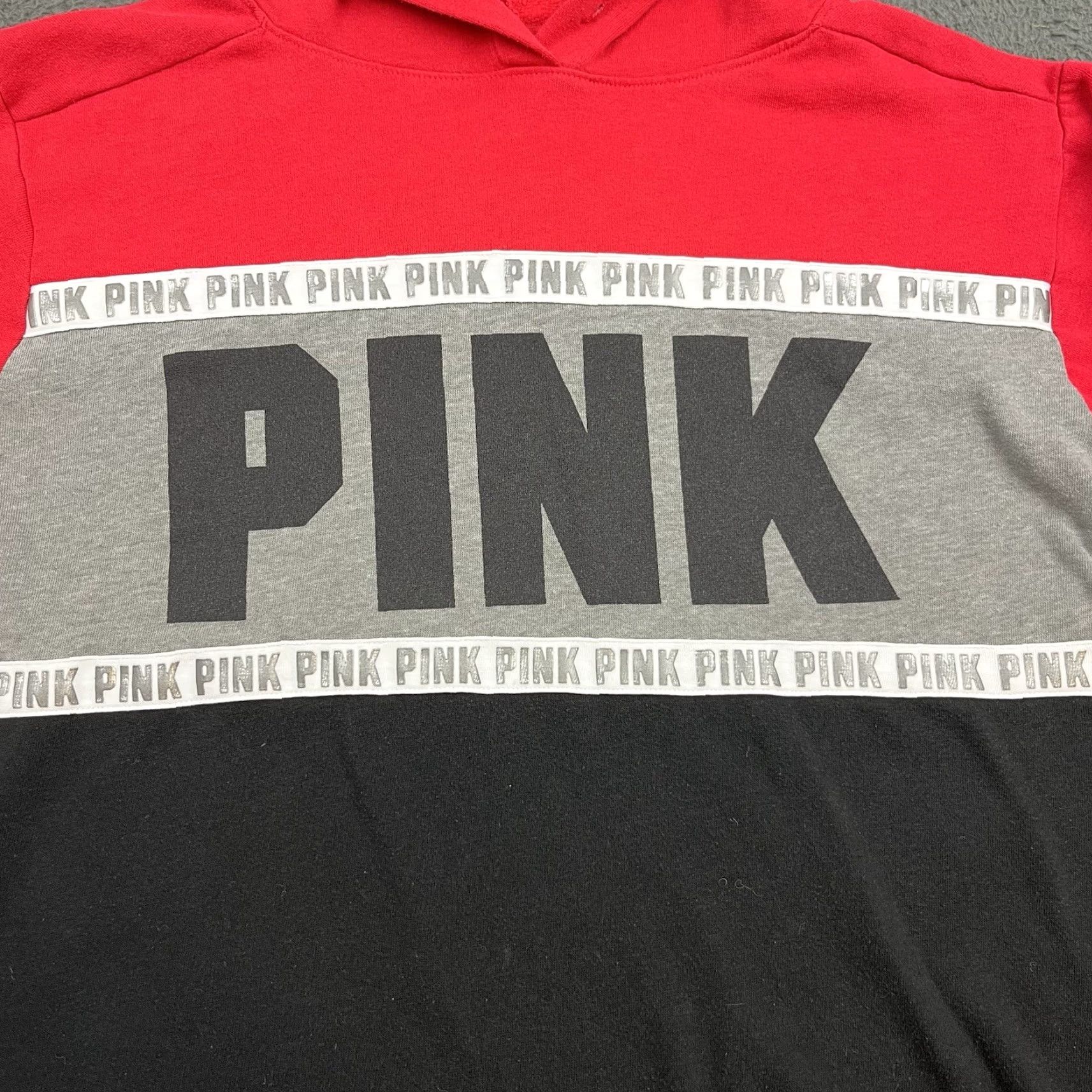Victoria's Secret Victoria's Secret PINK Hoodie Womens Small Red Spellout Pullover Sweatshirt Size S / US 4 / IT 40 - 2 Thumbnail