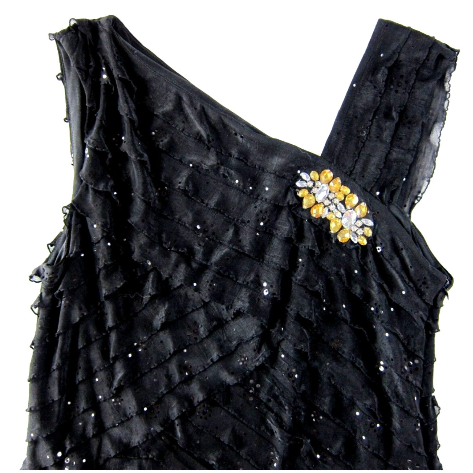 Vintage Robbie Bee Signature Black Stretch Beaded Jewel Layered Tank Dress Large Large Size L / US 10 / IT 46 - 4 Thumbnail