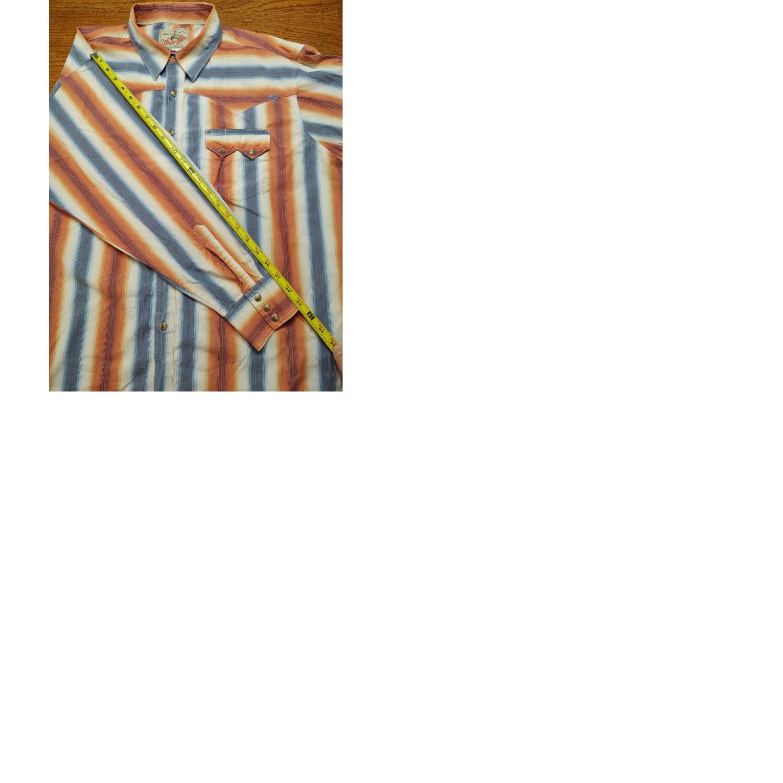 Wrangler Wrangler Mens XL Orange White Blue Sawtooth Striped Pearl Snap Western Cowboy Size US XL / EU 56 / 4 - 9 Thumbnail