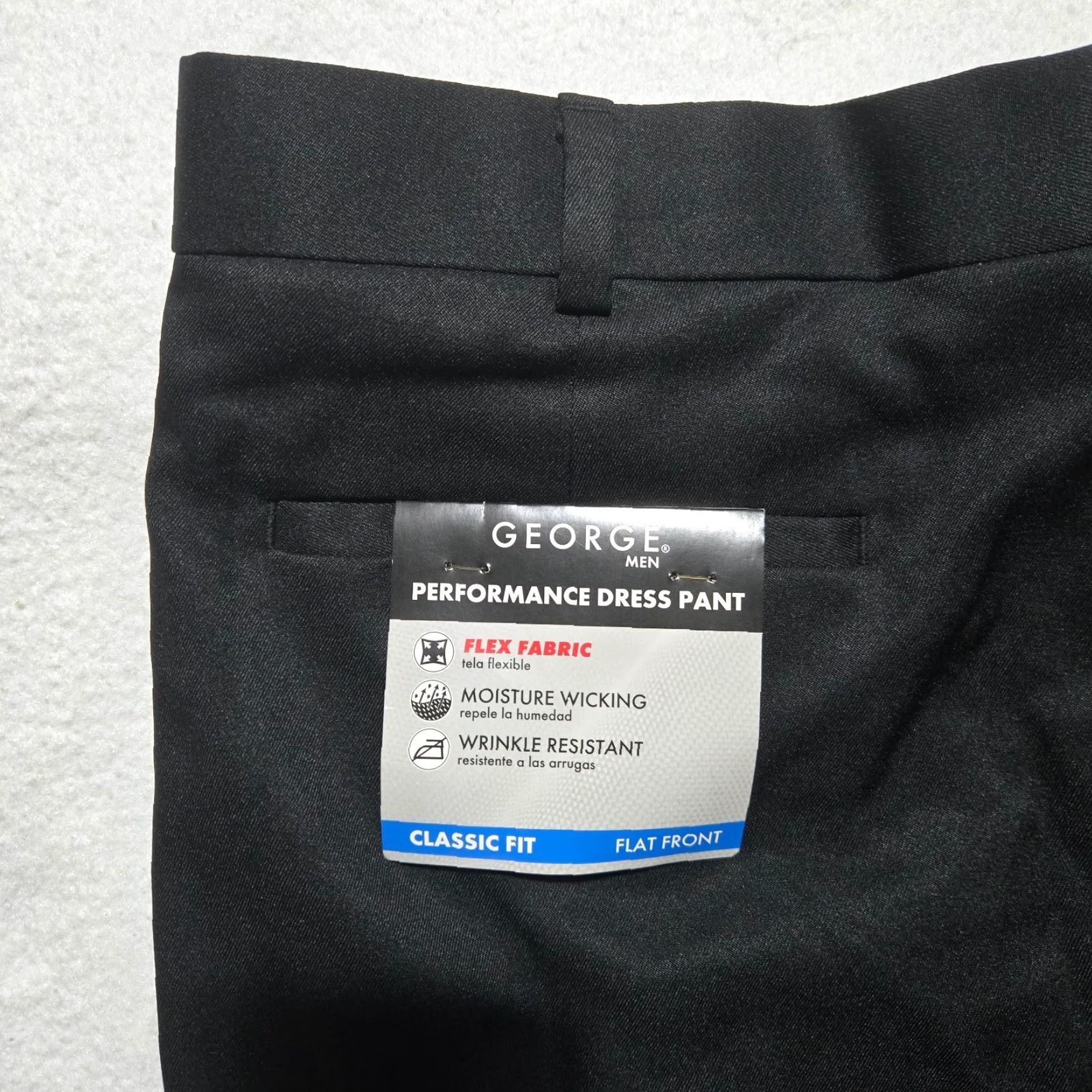 George George Pants Flat Front Black 36x30 Dress Regular Men’s Condensed Size US 36 / EU 52 - 2 Thumbnail