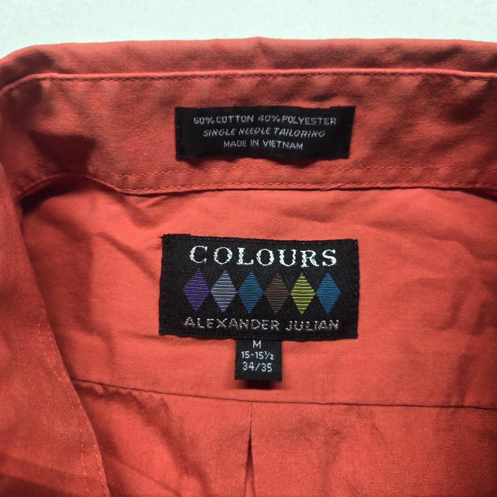 Alexander Julian Colours Alexander Julian Shirt Mens M Orange Regular Solid Button-Up Long Sleeve Subtle Cotton Polyester Modern Size US L / EU 52-54 / 3 - 3 Thumbnail