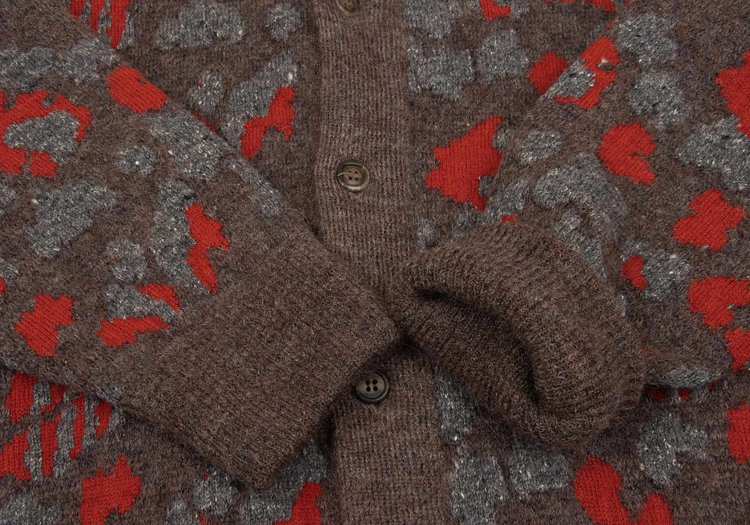 Issey Miyake Silk Blend Wool Jacquard Knit Jacket in Brown and Red Size US M / EU 48-50 / 2 - 6 Thumbnail