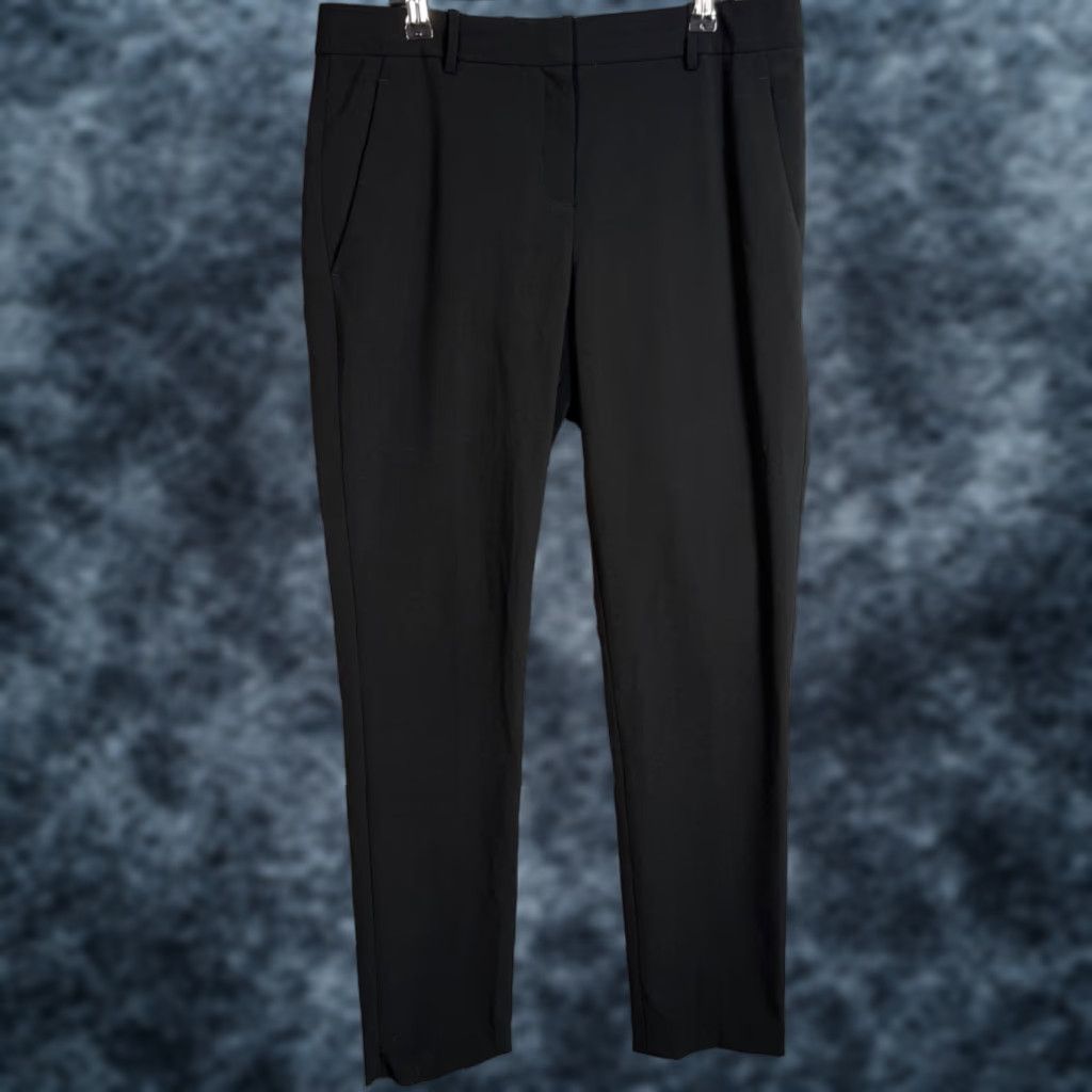 Theory Theory Black Womens 10 Slim-Fit Trousers Louise Urban Style W/ Stretch Waistband Pants Women 10 Black Stretch Waistband Slim Modern Dress Pants Size ONE SIZE - 1 Thumbnail