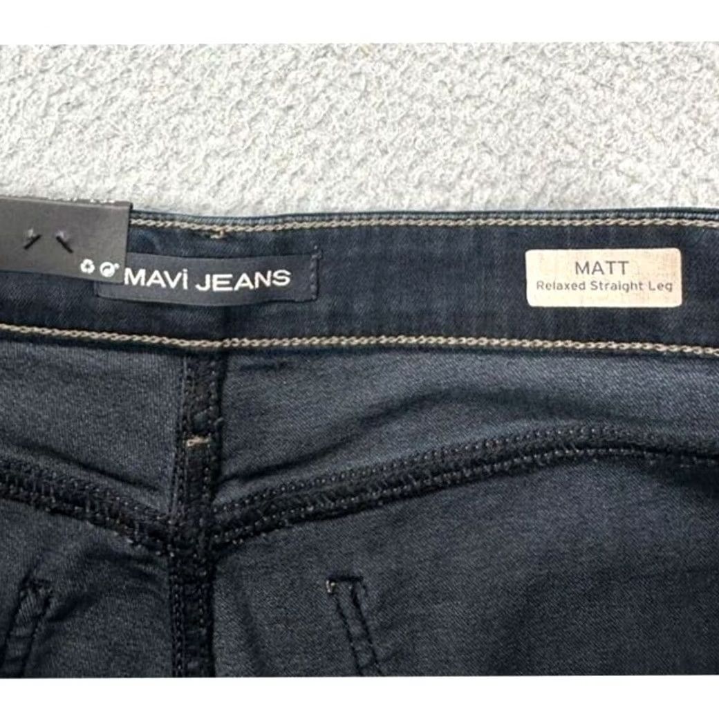 Vintage Mavi Matt Jeans Mens 31X34 Blue Distressed Straight Leg Relaxed Fit Stretch Denim Straight Jeans Mens 31 Inseam 34 Dark Wash Pockets Logo Button Zip Size US 31 - 6 Thumbnail