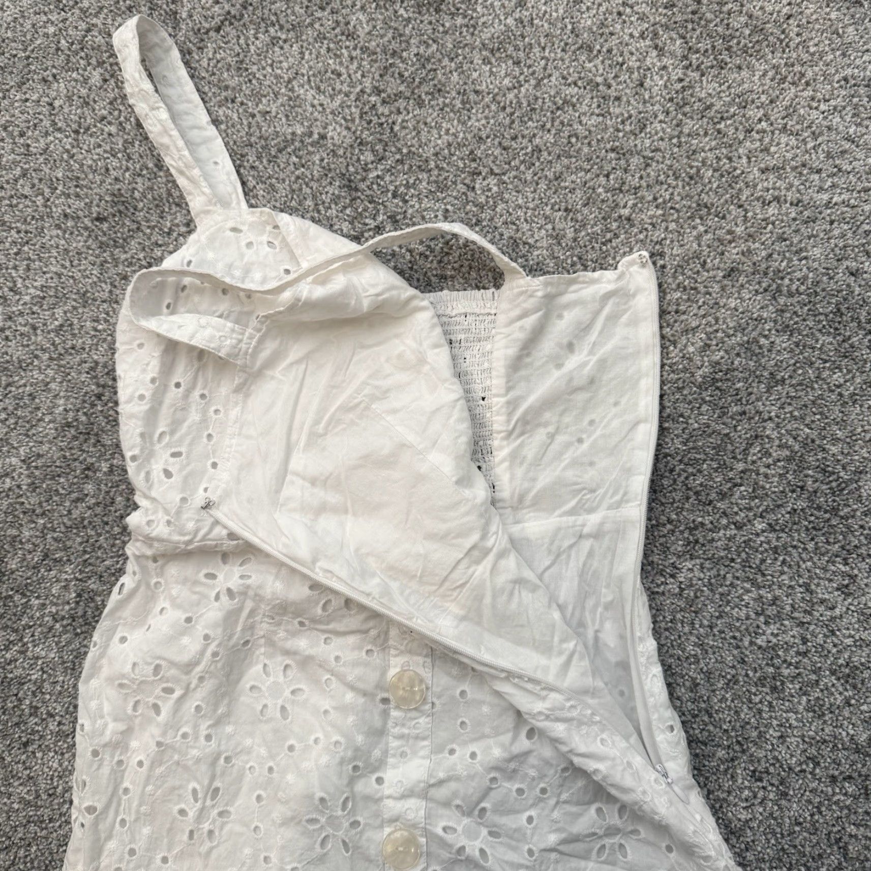 ALEXIS ALEXIS Target Mini Dress XS Eyelet Coquette Cottagecore Summer Smocked Romantic Dress Women Short White Cotton Size XS / US 0-2 / IT 36-38 - 6 Thumbnail
