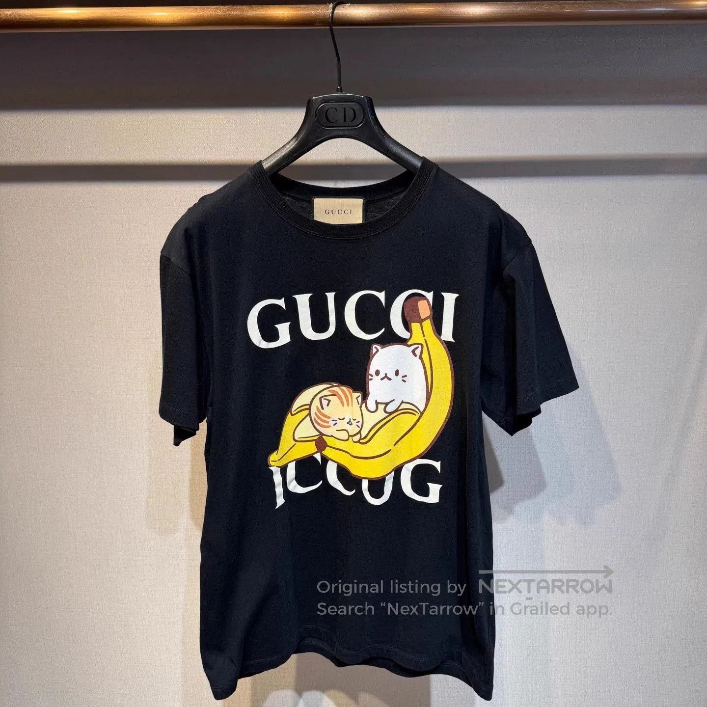 Gucci Black Short Sleeve Graphic T-Shirt with Banana & Cats. Size US S / EU 44-46 / 1 - 1 Thumbnail