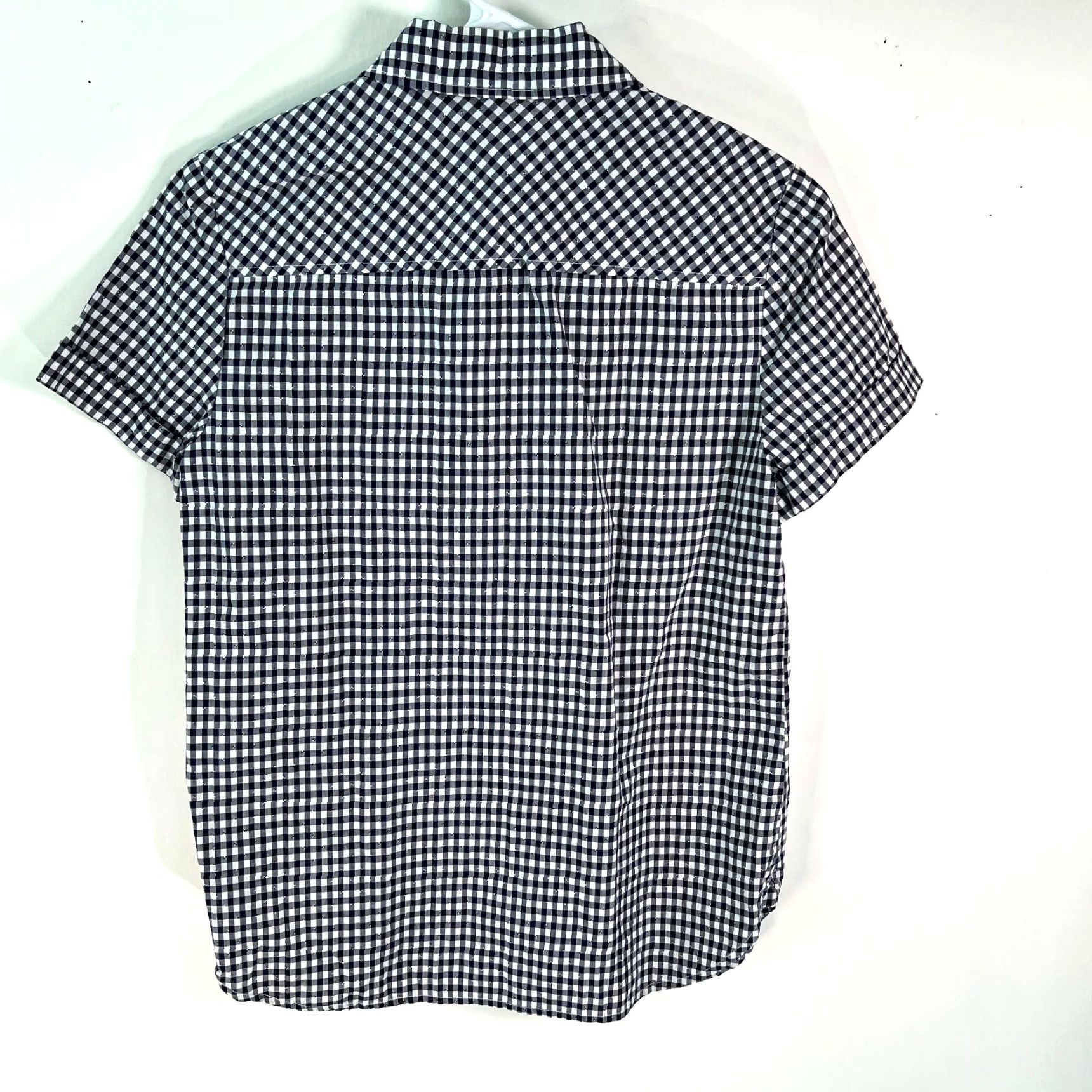 Tommy Hilfiger Tommy Hilfiger Women’s Button-Up Shirt Short Sleeves Blue Check 100% Cotton XS Regular Shirt Adult Womens TS Hilfiger Logo Pockets Casual Shirt Size XS / US 0-2 / IT 36-38 - 2 Thumbnail