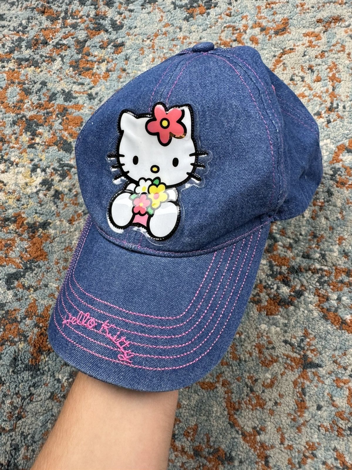 Japanese Brand × Vintage Vintage y2k Hello Kitty denim jeans hat Sanyo licensed Size ONE SIZE - 3 Thumbnail