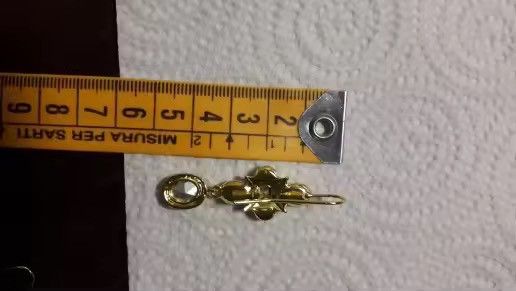 Vintage Inlaid Green Stone Imitation Pearl Earring Size ONE SIZE - 5 Thumbnail