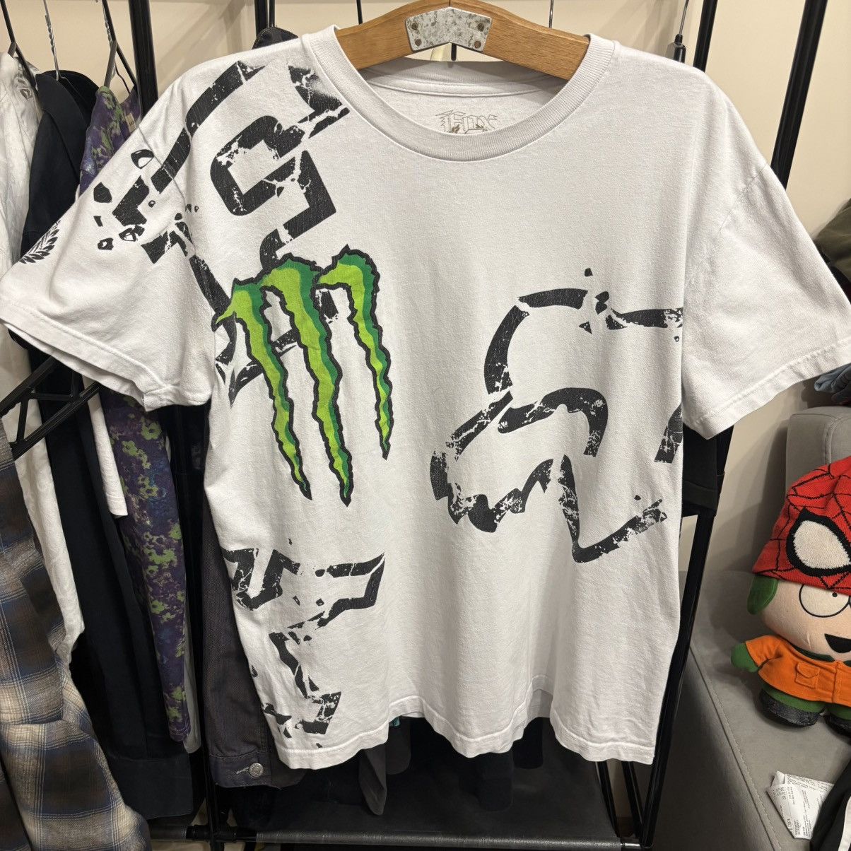 Vintage Y2K Monster Energy x Fox Racing Graphic Punk T-Shirt
