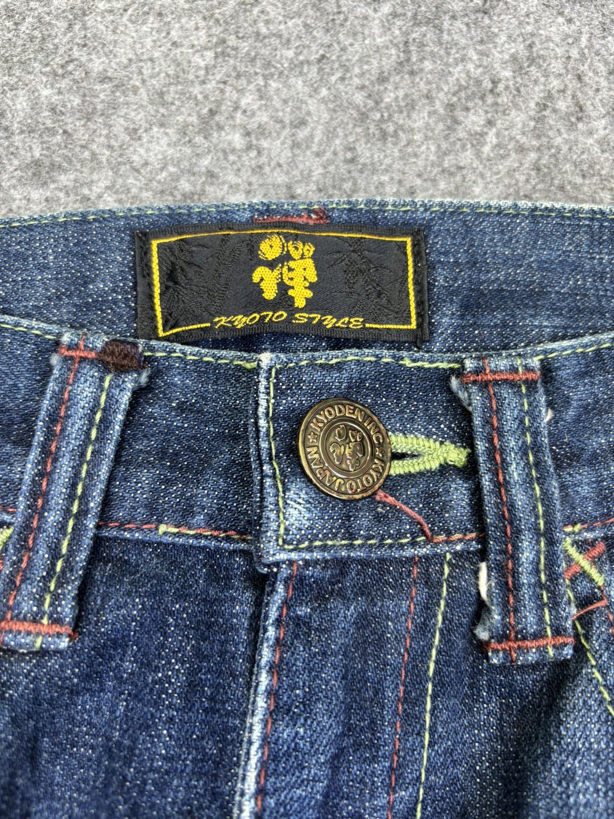 Japanese Brand 💥Artisanal💥Zen Clothing Flying Pheonix Mural Denim F706 Size US 27 - 7 Thumbnail