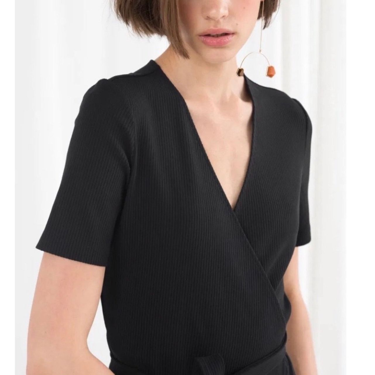 Cotton Black & Other Stories Black Wrap Dress - Size 2 -Mint