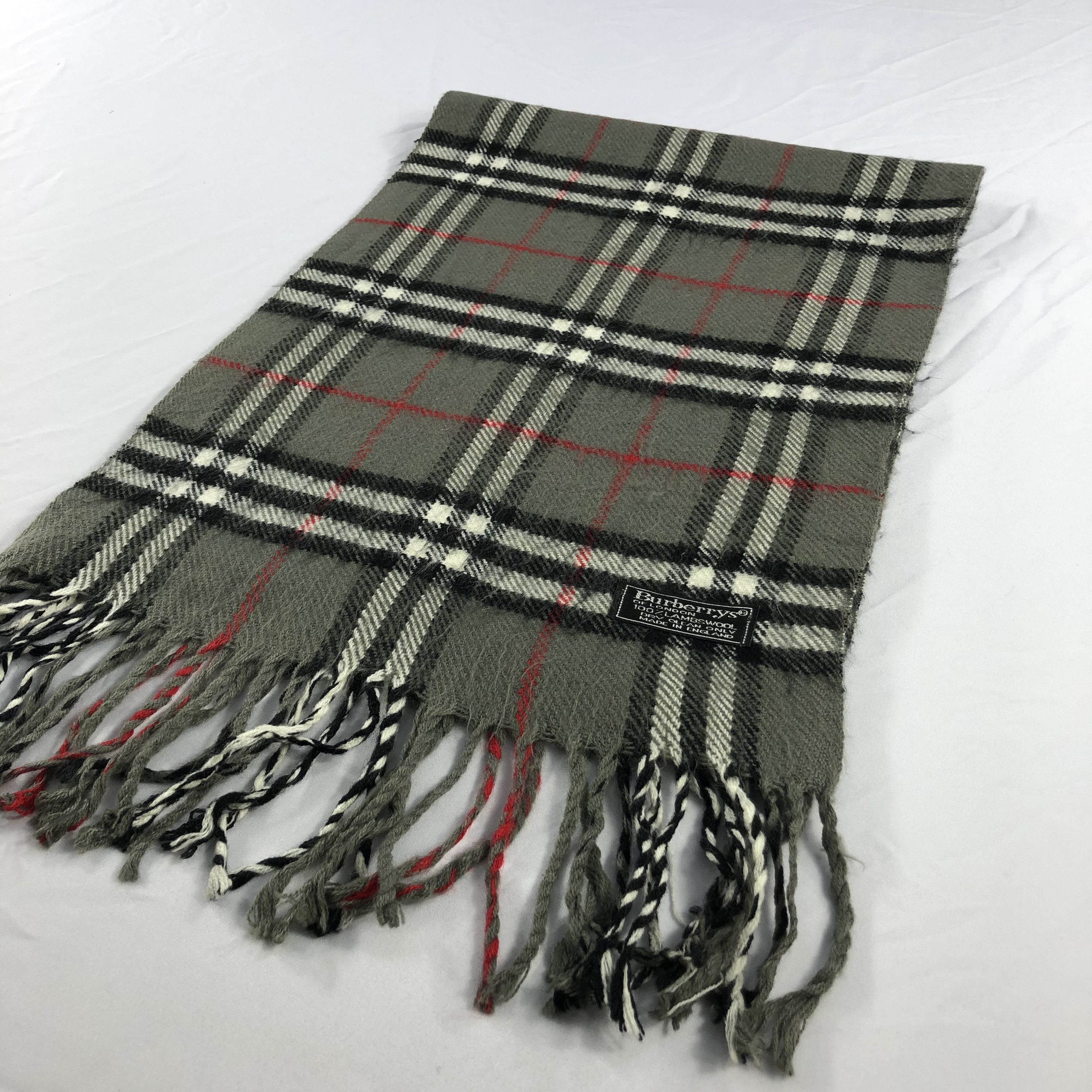 Burberry Burberrys Nova Check Grey Wool Scarf Muffler V1018 Size ONE SIZE - 3 Thumbnail