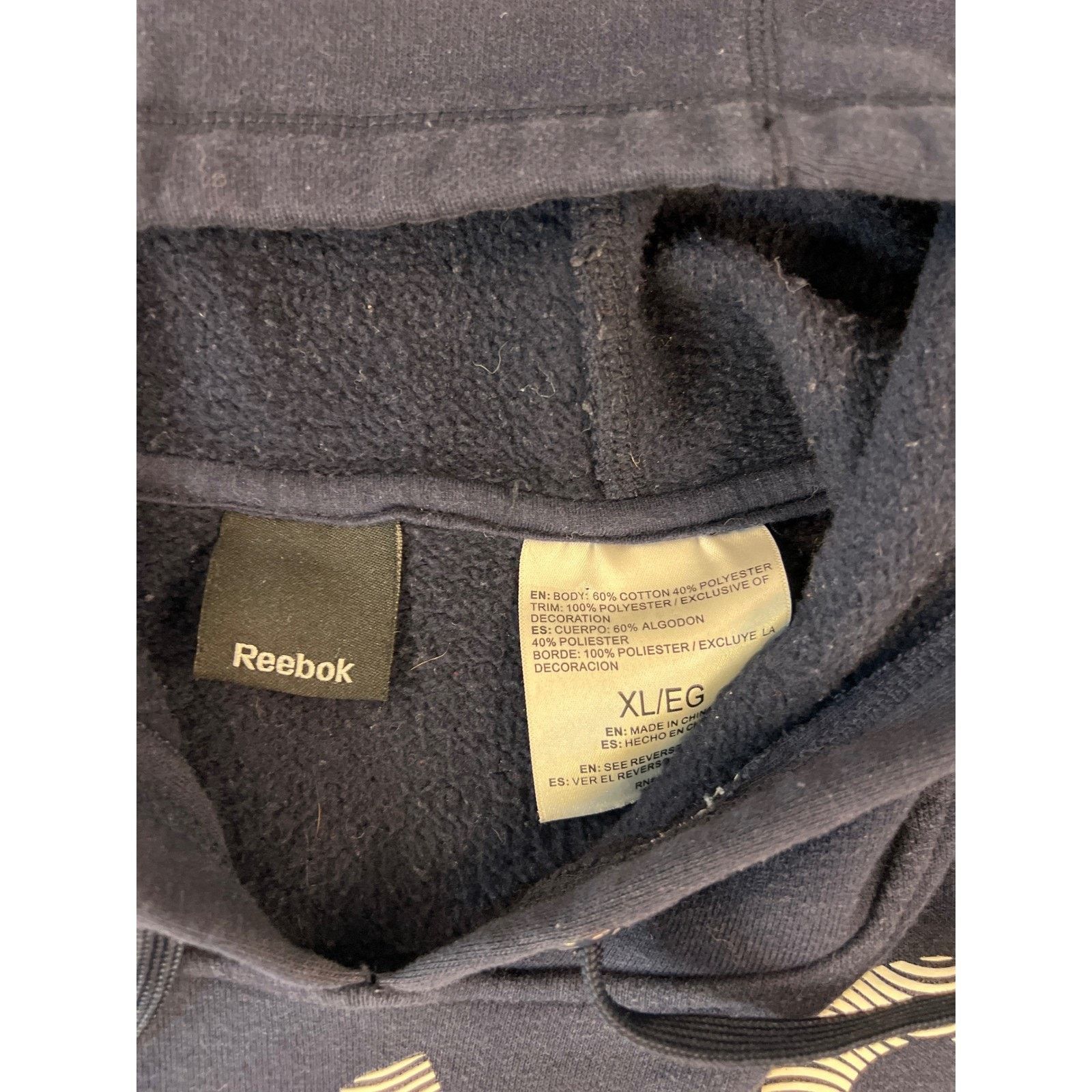 Reebok Reebok Mens Navy Blue Big Logo Pullover Hoodie Sweatshirt XL Size US XL / EU 56 / 4 - 3 Thumbnail
