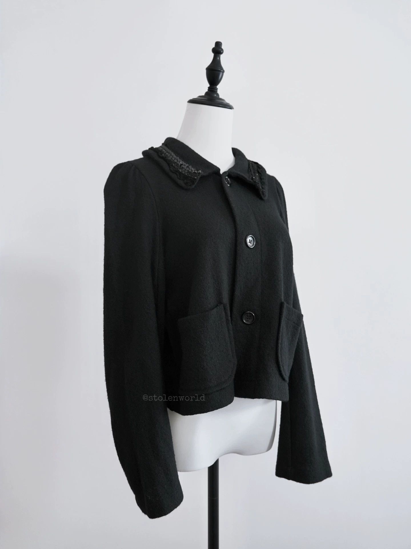 Comme des Garcons Comme des Garçons Sequin-Trimmed Wool Short Jacket Size S / US 4 / IT 40 - 4 Thumbnail