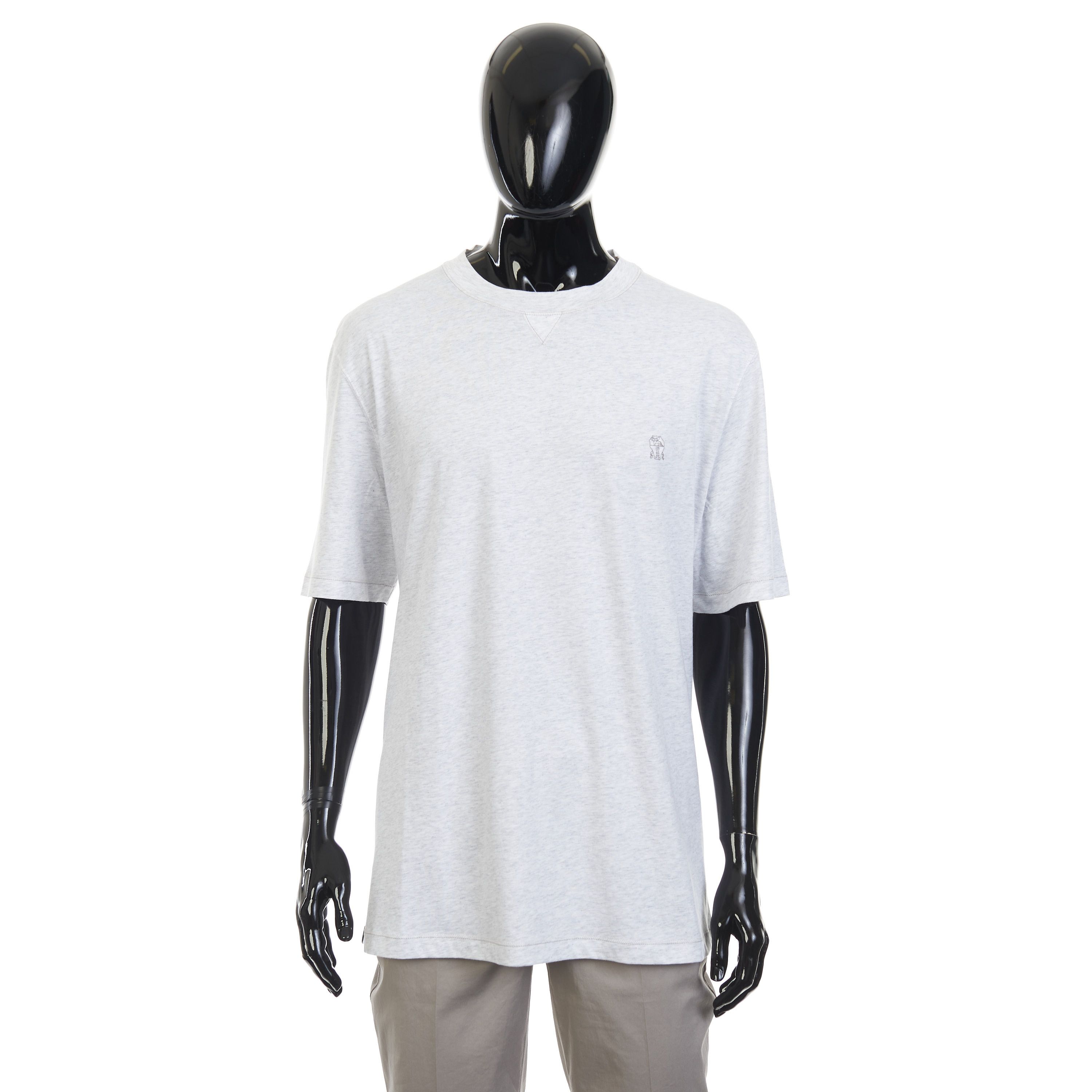 Brunello Cucinelli Gray Cotton Jersey Crew Neck Tshirt With Logo Size 3XL Size US XXL / EU 58 / 5 - 1 Thumbnail