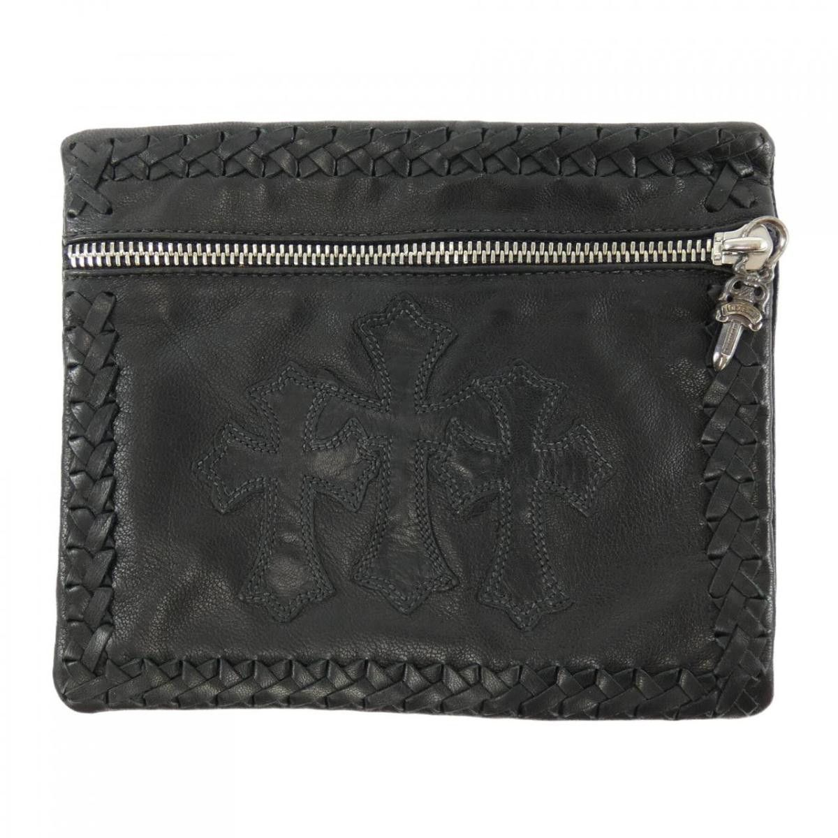 image of Chrome Hearts Braided Cemetery Pouch in Black, Women's