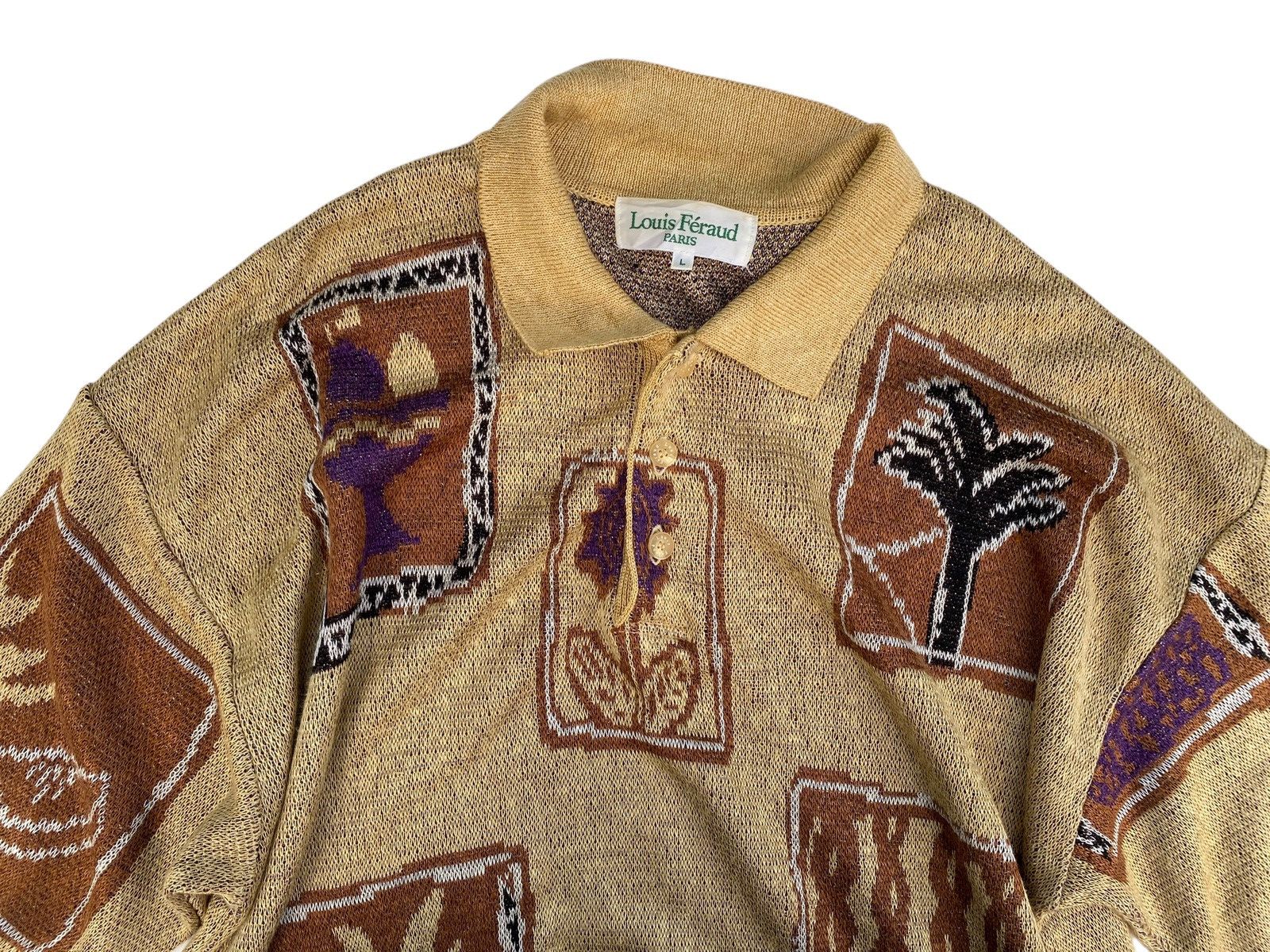 Louis Feraud × Vintage Vtg Louis Feraud Sweater Knit Over Print Size US L / EU 52-54 / 3 - 4 Thumbnail