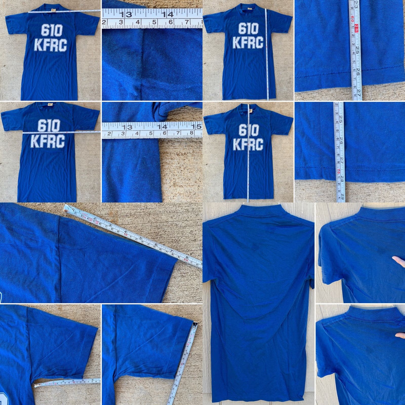 Vintage Vintage 610 KFRC T Shirt Print Tees 34-36 S Single Stitch 70s 80s Runs Small Blue 100% Cotton Unisex Graphic Tee shirt Mens Womens Boys Girls Shirt Size US S / EU 44-46 / 1 - 8 Thumbnail