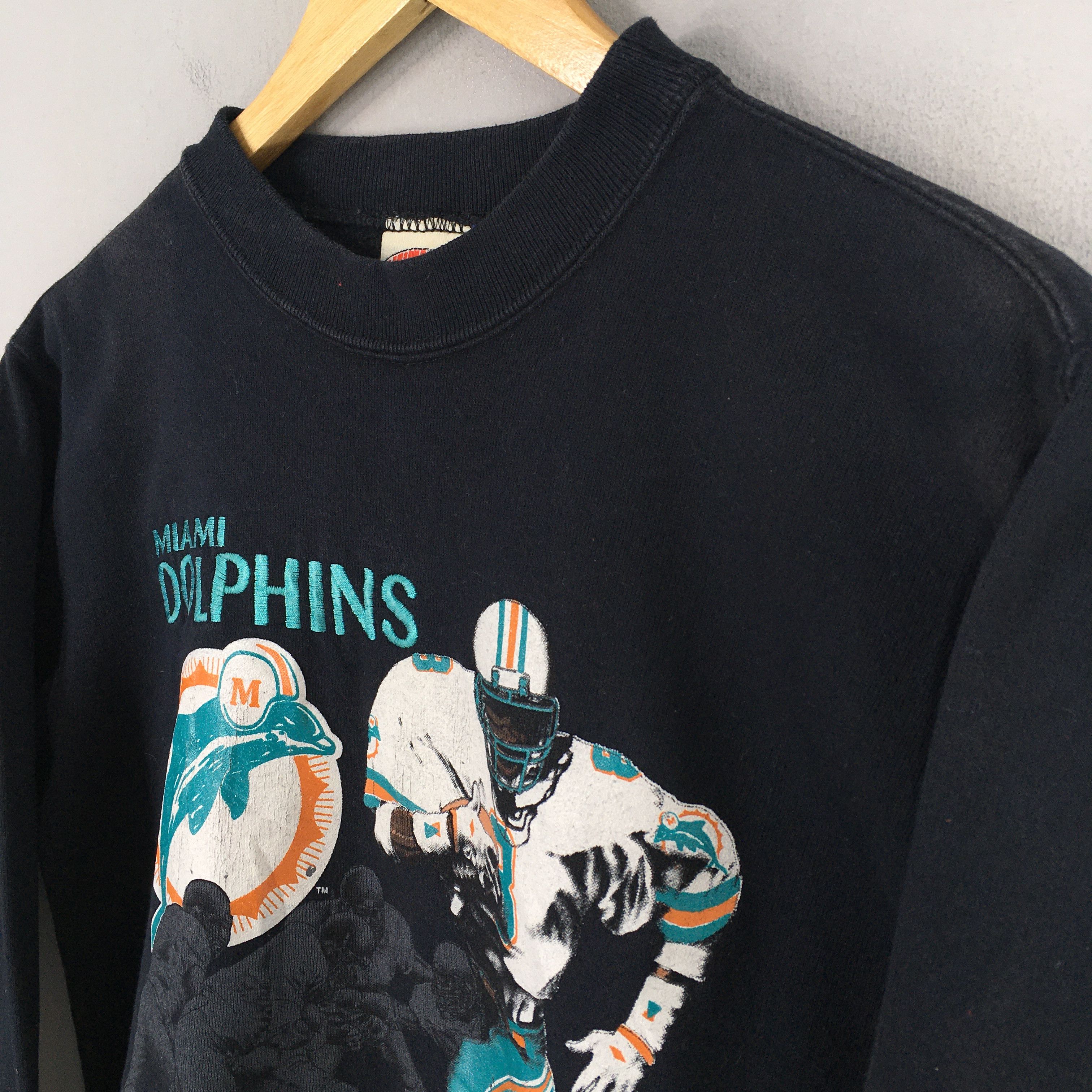 NFL Vintage 90s Miami Dolphins NFL Sweatshirt Youth Large Size US L / EU 52-54 / 3 - 3 Thumbnail