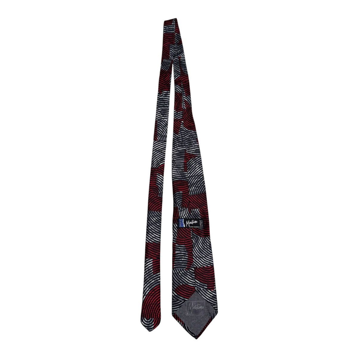 Claude Montana Claude Montana Silk Patterned Black White Red Tie 58x3.5 Size ONE SIZE - 4 Thumbnail