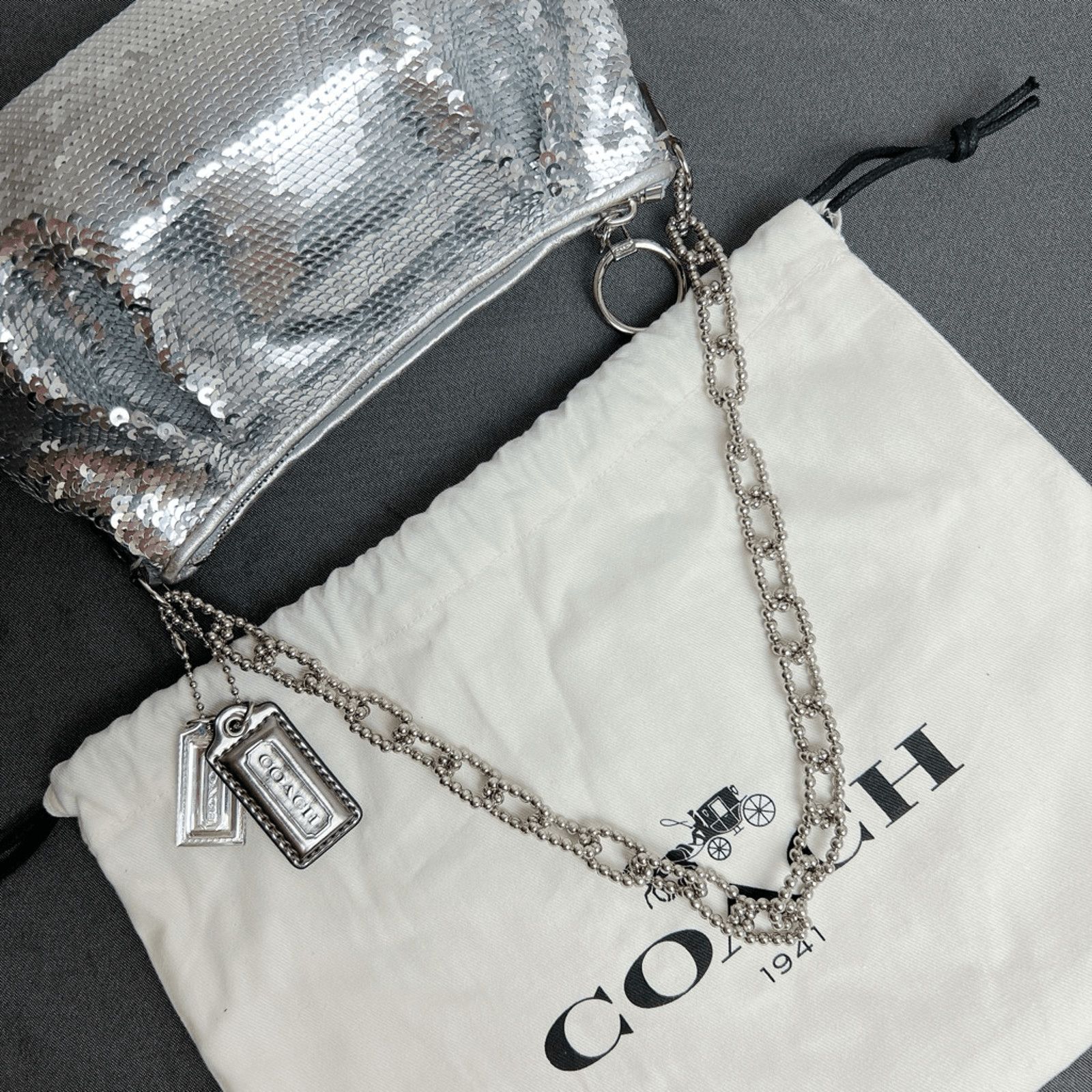 Coach COACH Vintage Poppy Sliver Sequined Evening Bag RARE 14368 Size ONE SIZE - 3 Thumbnail