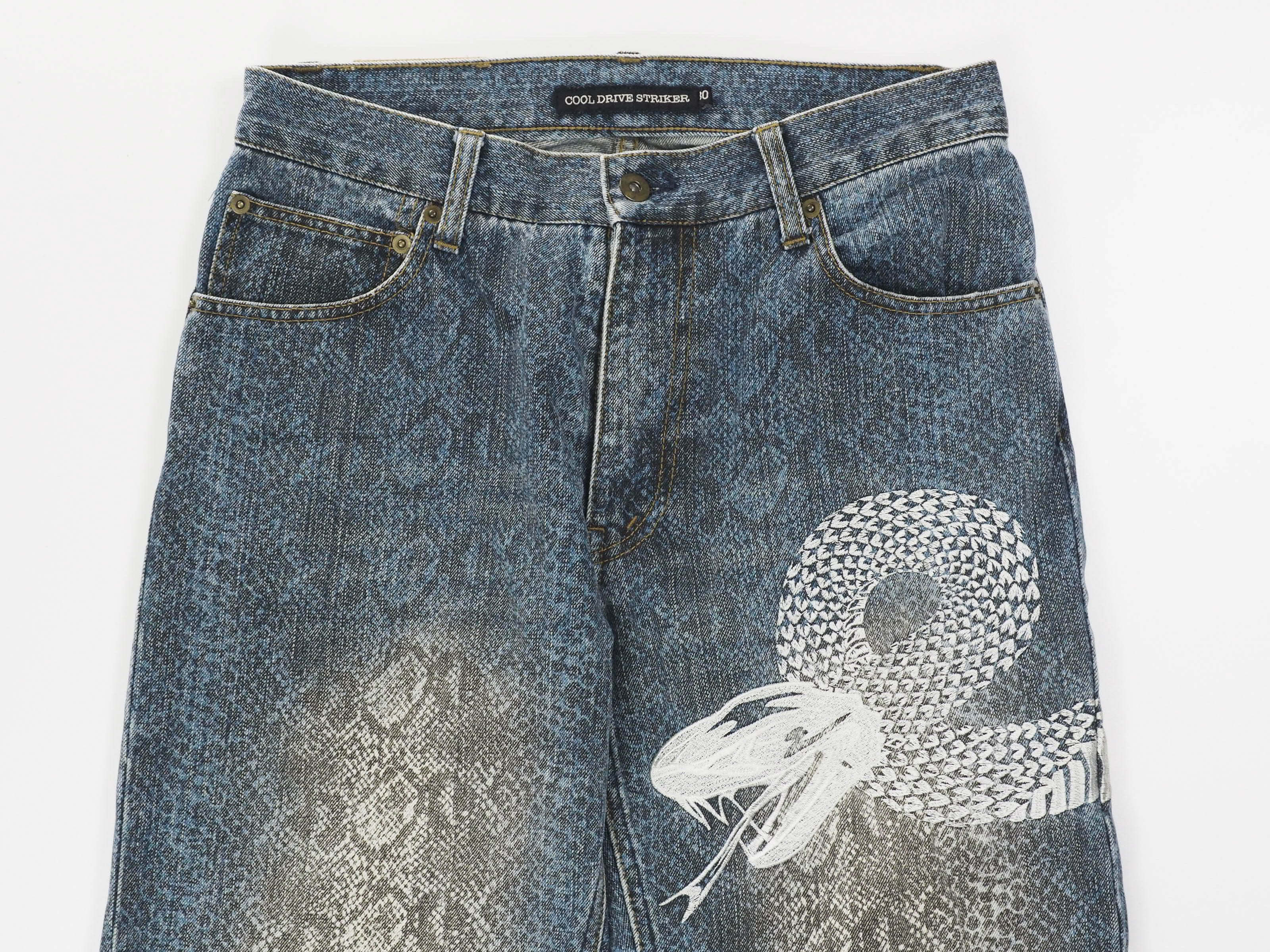 Hysteric Glamour × Japanese Brand Cool drive striker snake print and embroidered jeans Size US 30 / EU 46 - 3 Thumbnail