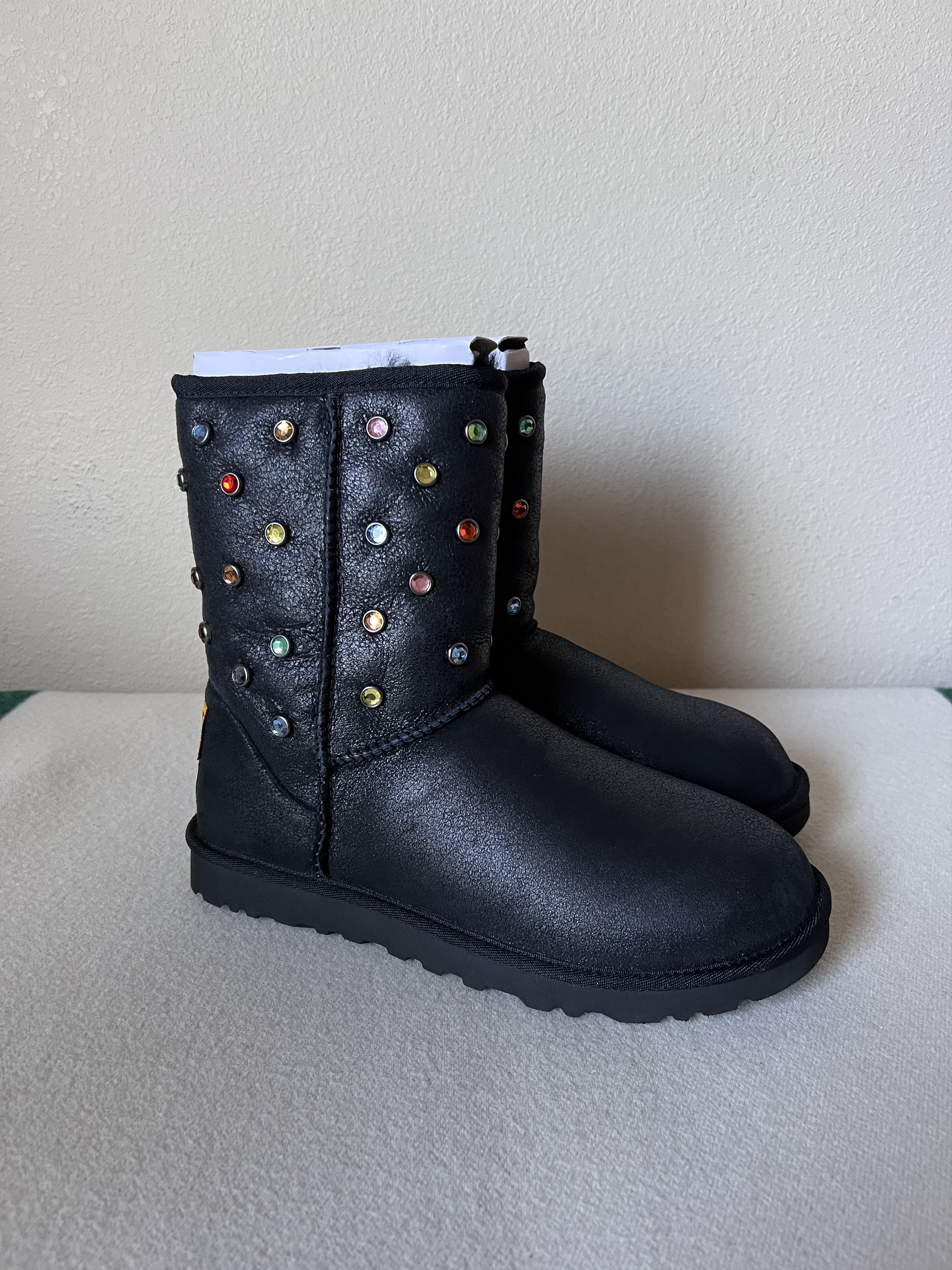 image of Gallery Dept. Ugg Classic Short Boots In Black Leather, Men's (Size 8)