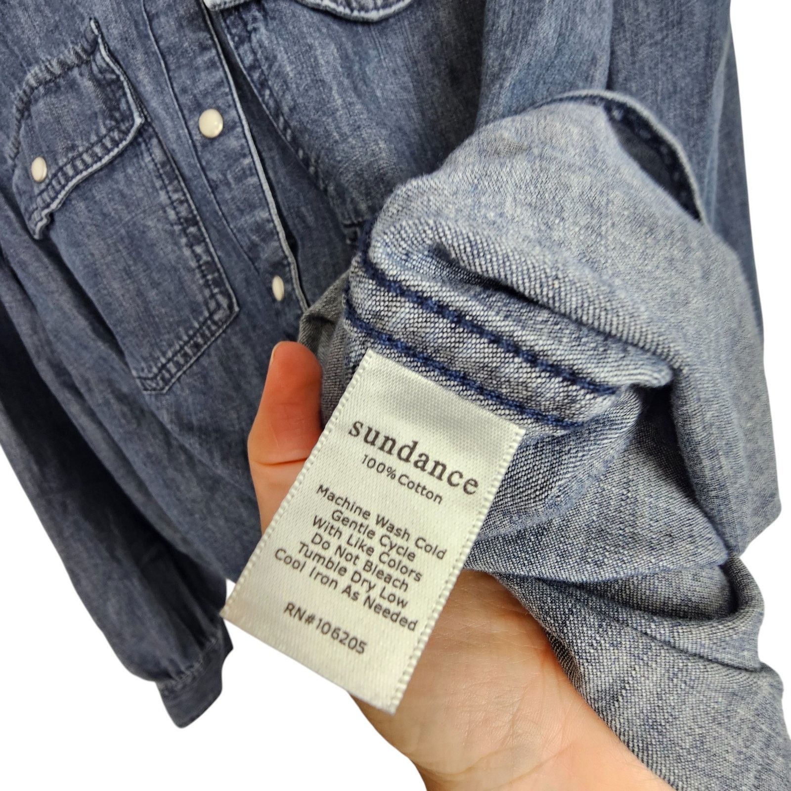Sundry Sundance Womens Denim Western Shirt Pearl Snap Size XS Size XS / US 0-2 / IT 36-38 - 7 Thumbnail