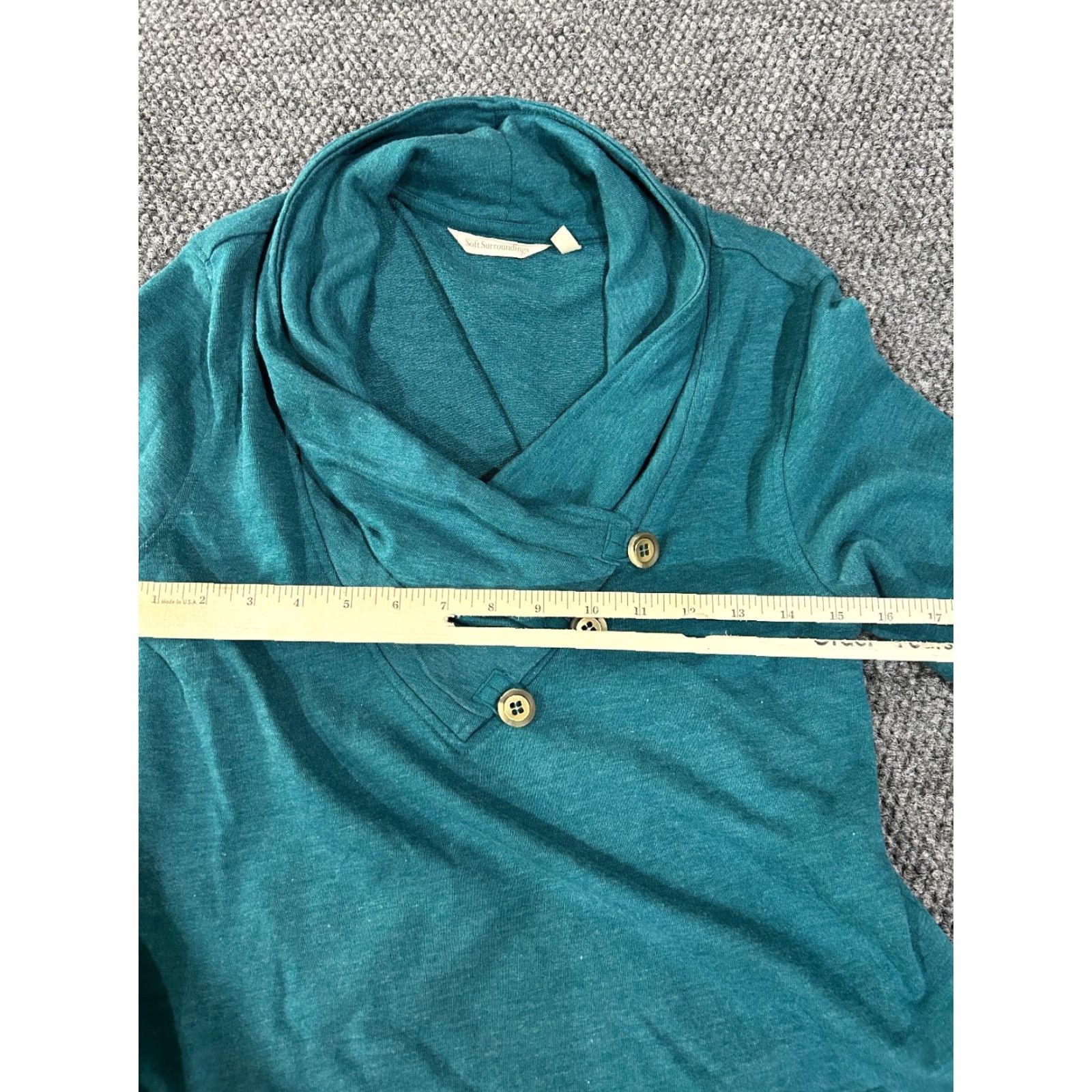 Soft Surroundings Soft Surroundings Blouse Shirt Womens Small Teal Long Sleeve Casual Knit Stretch Pullover Scoop Neck Regular Lightweight Classic Vintage: No Size S / US 4 / IT 40 - 3 Thumbnail