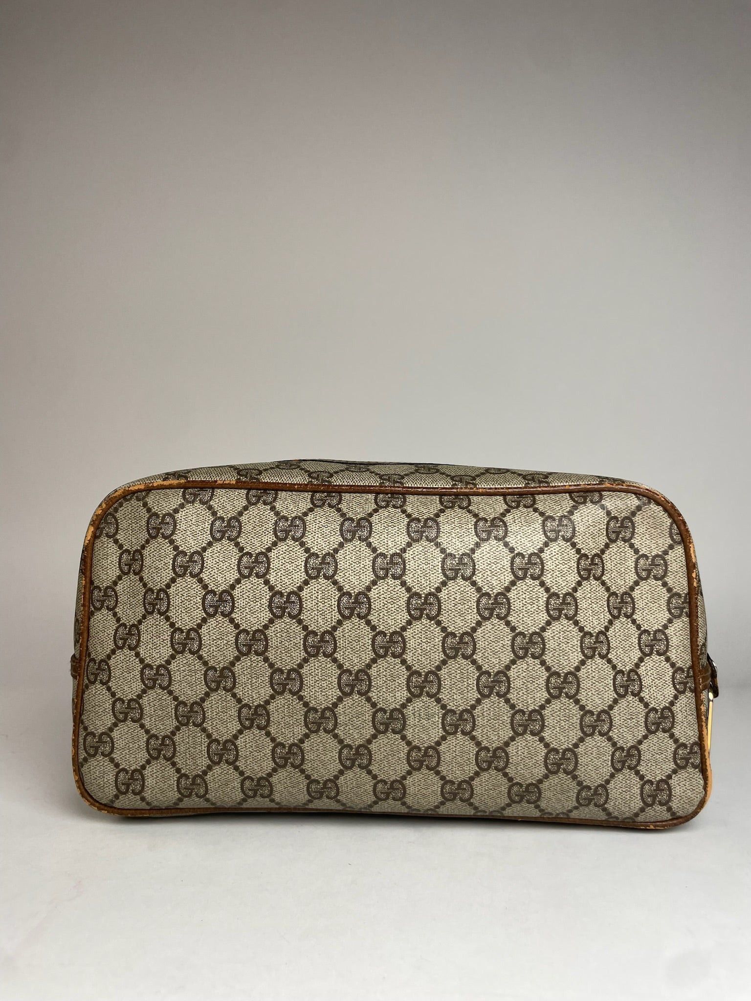 Gucci Vintage Monogram Leather Clutch Brown Grey Size ONE SIZE - 1 Thumbnail