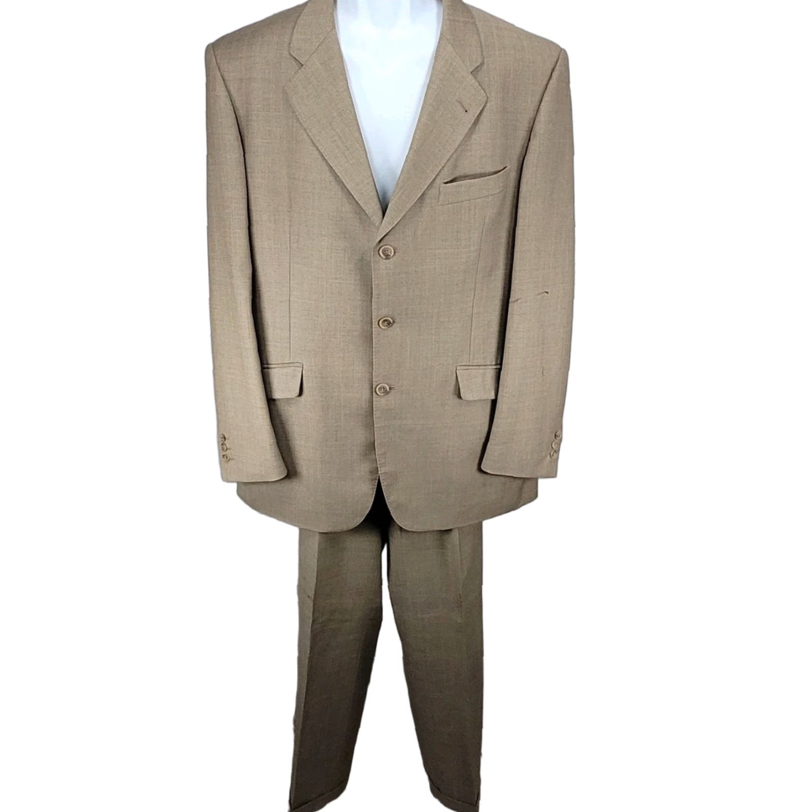 Vintage Emidio Tucci El Corte Ingles Brown Wool Check Two-Piece Suit 54L US 44L (35x32) Mens Size 54R - 1 Thumbnail