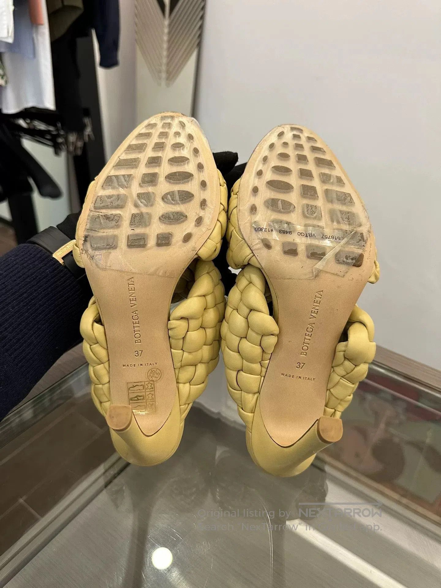 Bottega Veneta BV Yellow Braided High-Heel Slippers. Size US 6 / IT 36 - 6 Thumbnail