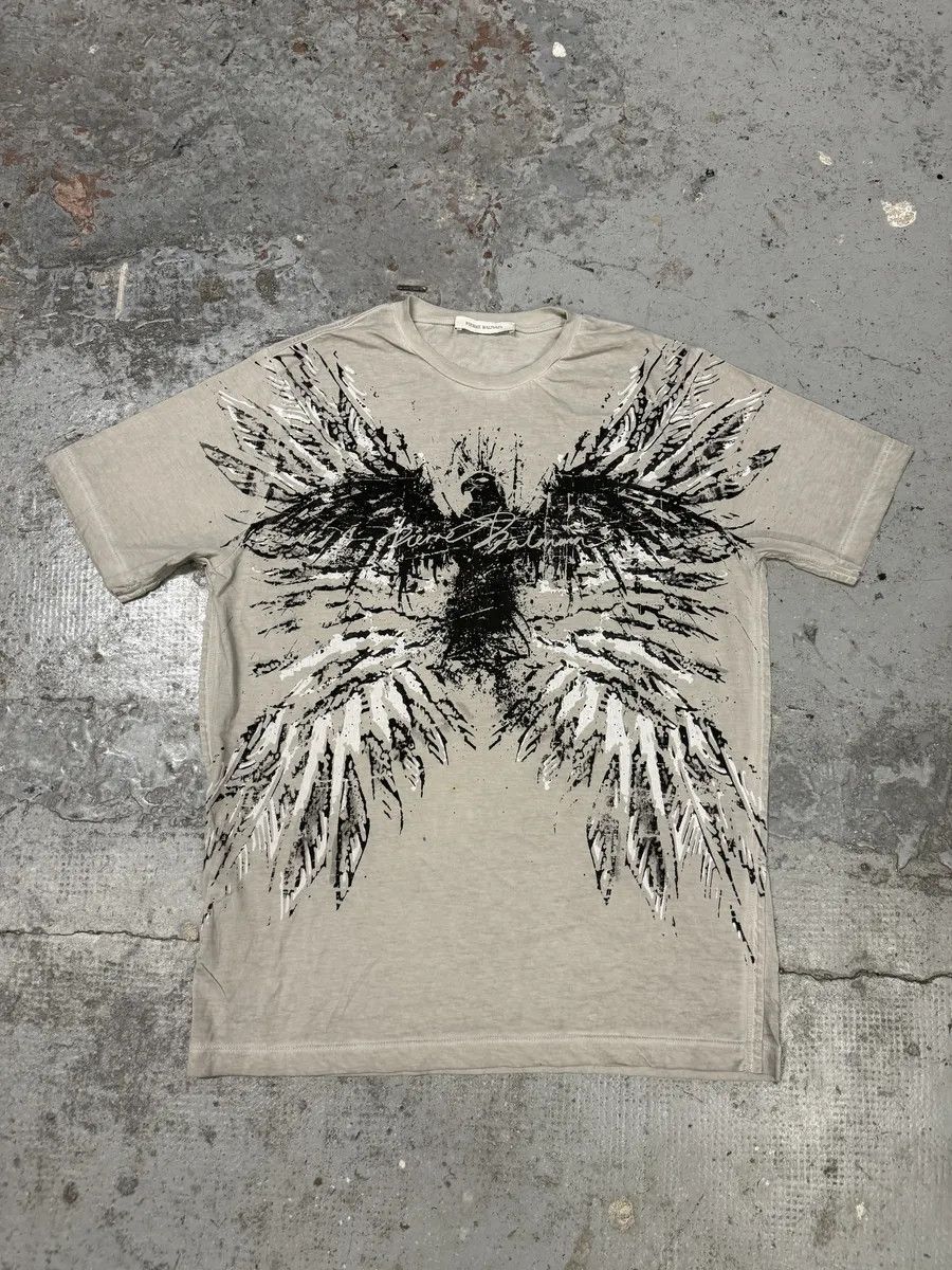 Pierre Balmain 2000s Pierre Balmain Grey Eagle T-Shirt Size US L / EU 52-54 / 3 - 1 Thumbnail