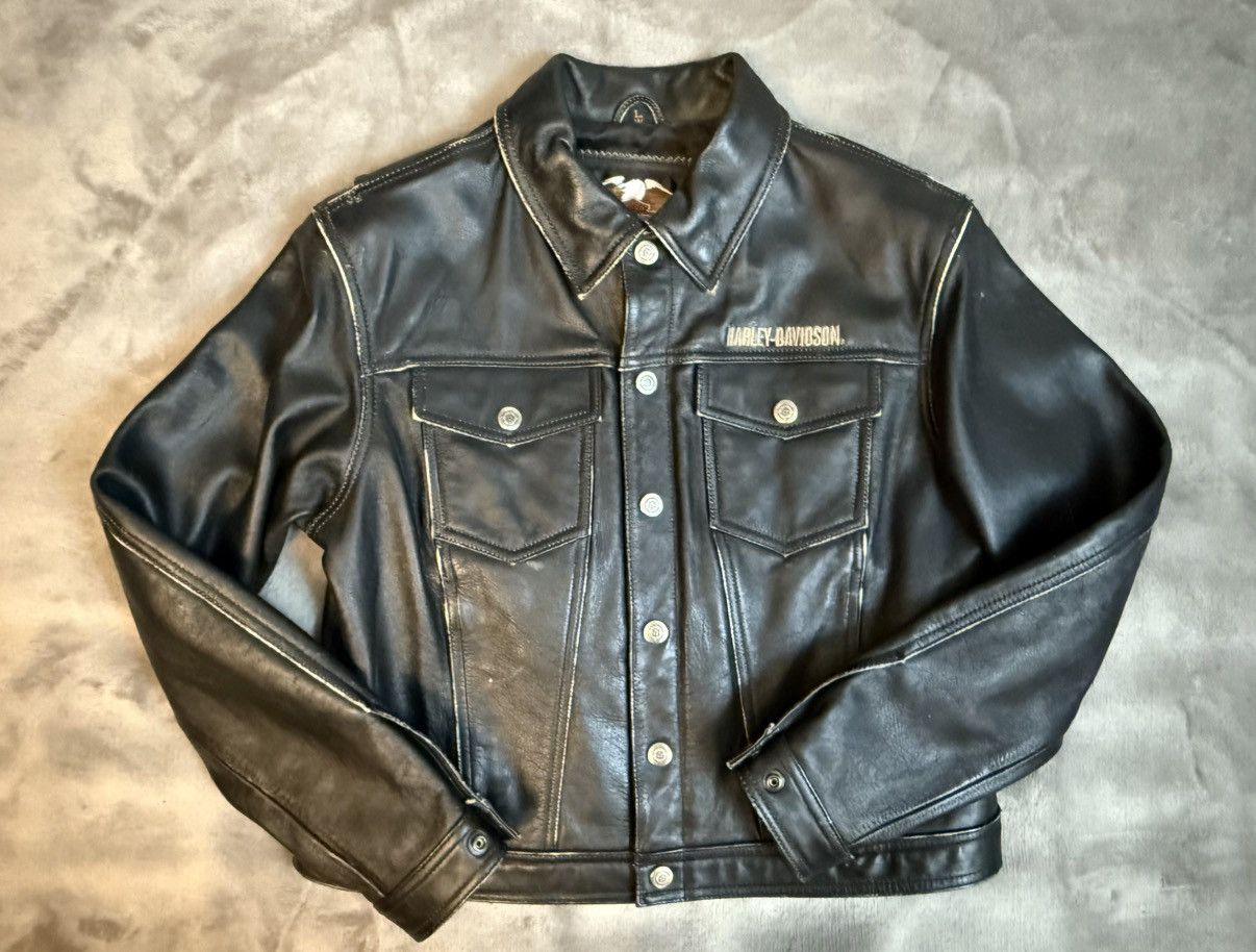 Harley Davidson Woman’s Harley Davidson Trucker/Motoclcle Jacket Blk Lg VTG Size L / US 10 / IT 46 - 1 Thumbnail