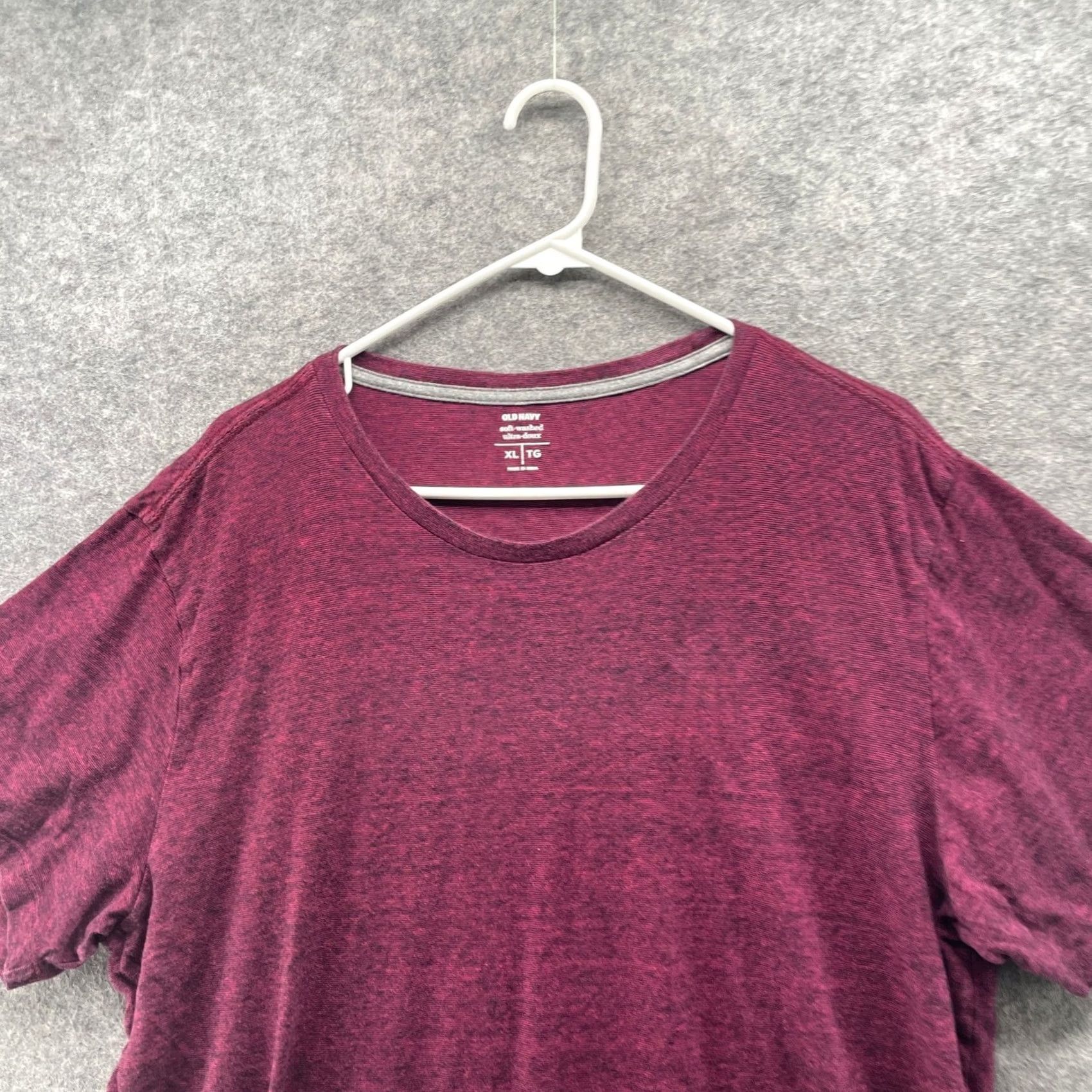 Old Navy Old Navy Soft Washed Crew Neck T-Shirt Mens XL Burgundy Striped Short Sleeve Size US XL / EU 56 / 4 - 3 Thumbnail