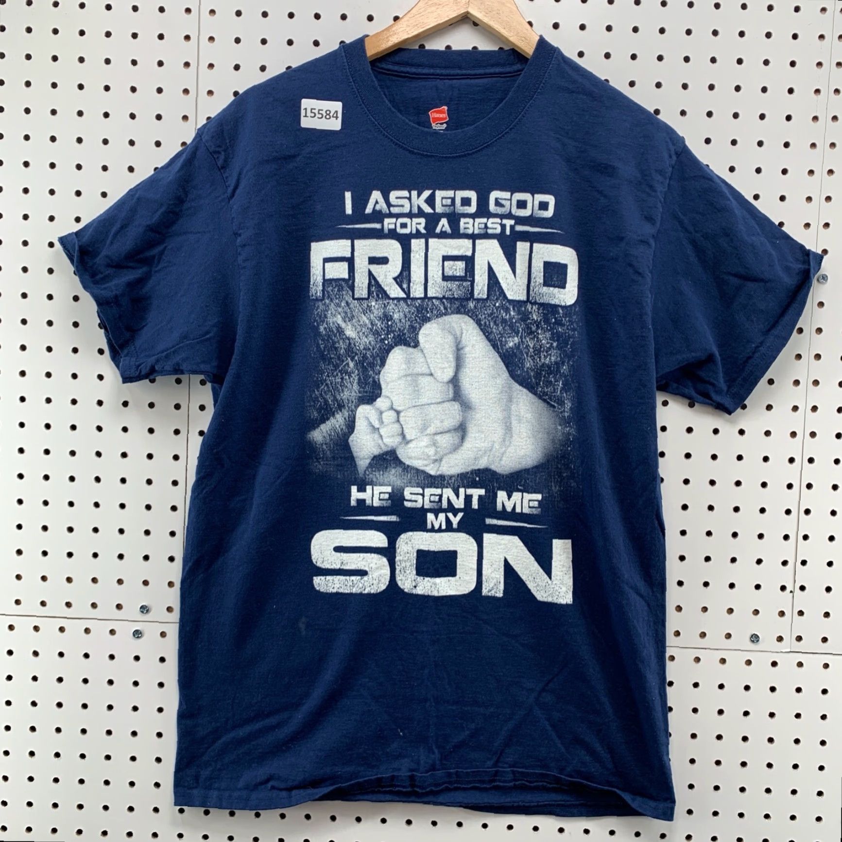 Hanes Religious Dad Shirt Mens Large God Sent Quote Son Short Sleeve Shirt Size US L / EU 52-54 / 3 - 6 Thumbnail