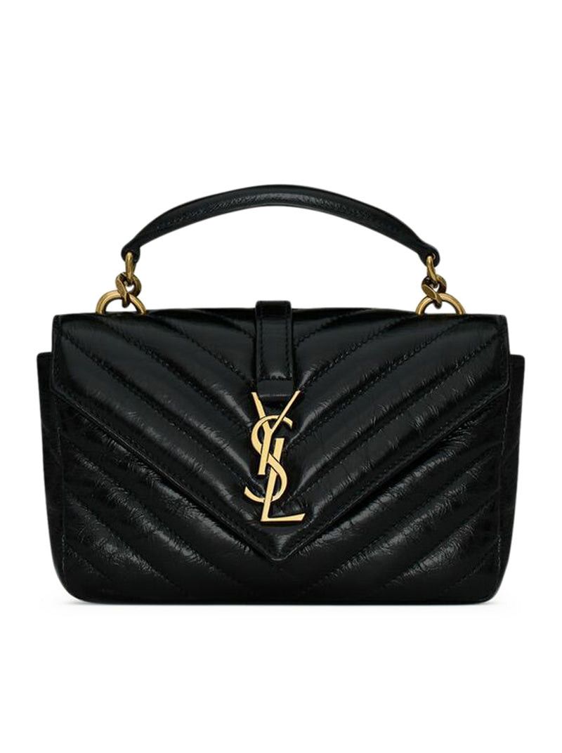 Saint Laurent Paris COLLEGE MINI CHAIN BAG IN SHINY CRAQUELÉ LEATHER Size ONE SIZE - 1 Thumbnail