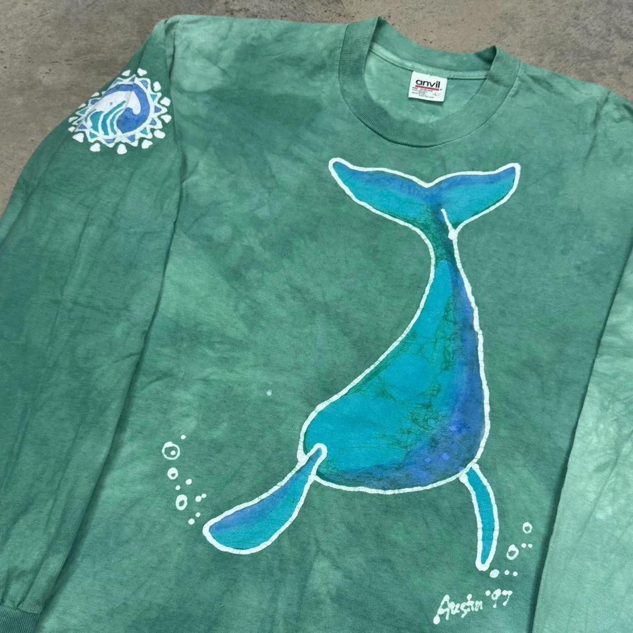 Anvil × Vintage Vintage 90s Liquid Blue Tie-Dye Whale Long Sleeve T-Shirt Size US L / EU 52-54 / 3 - 2 Thumbnail