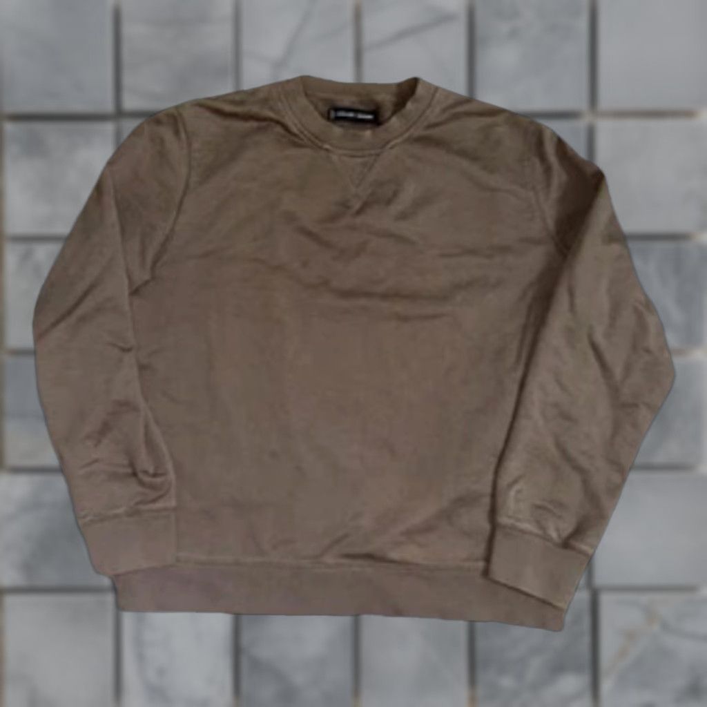 Everlane Men’s Crewneck Sweatshirt Taupe Brown Large 23x25 Pullover Minimalist Knit Cotton Blend Crew Neck Solid 90s Mens