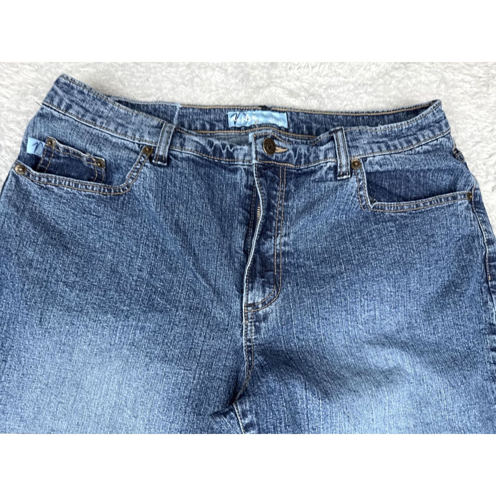 Denime Duplex Jeans Womens 14 Blue Bootcut Mid Rise Denim Embroidered Studded 31x31 Jeans Women's Blue Bootcut 31 Inseam Casual Everyday Denim Size 36" / US 14 / IT 50 - 4 Thumbnail
