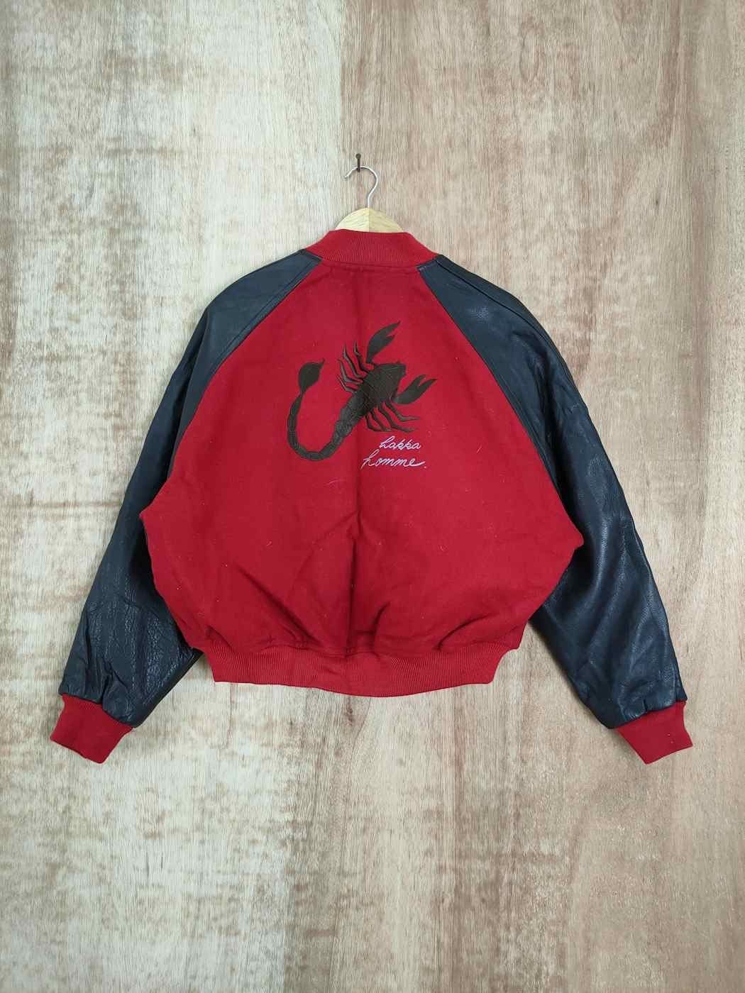 Vintage Hakka Homme scorpions red varsity wool jacket #4214DLAL Size US L / EU 52-54 / 3 - 1 Thumbnail