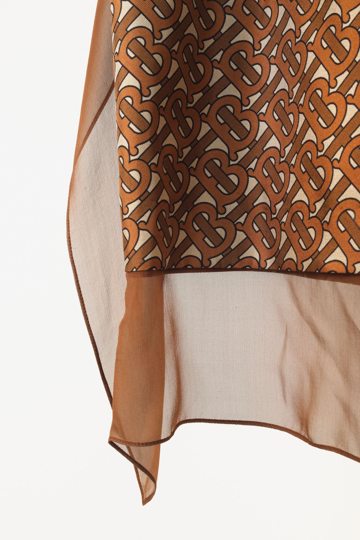 Burberry Burberry Brown Logo-Printed Scarf-Detail Midi Skirt Size 31" - 5 Thumbnail