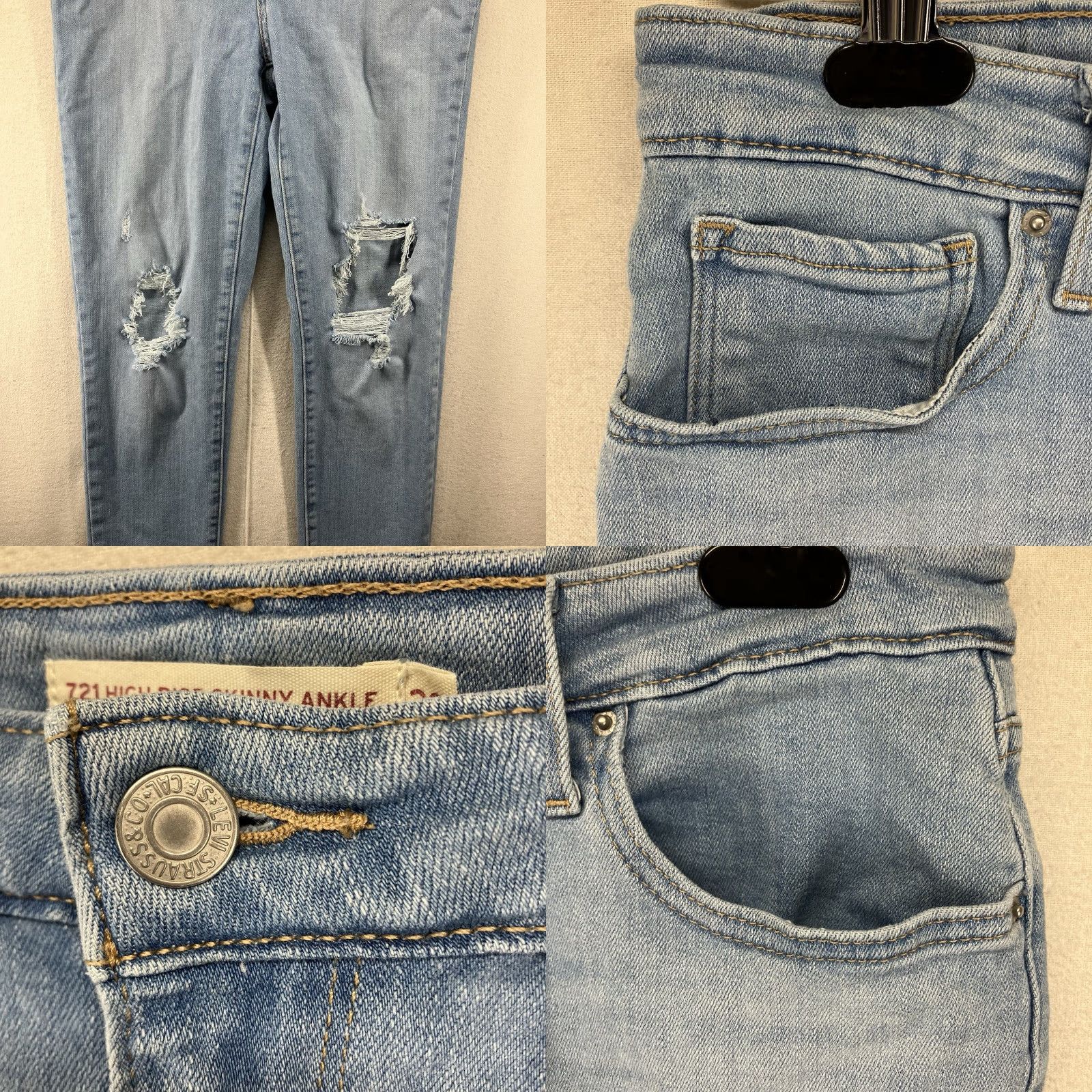 Levi's Levi's Women's 721 Jeans High Rise Skinny Ankle Cloudy Blue 28 Stretch Soft Size 28" / US 6 / IT 42 - 8 Thumbnail