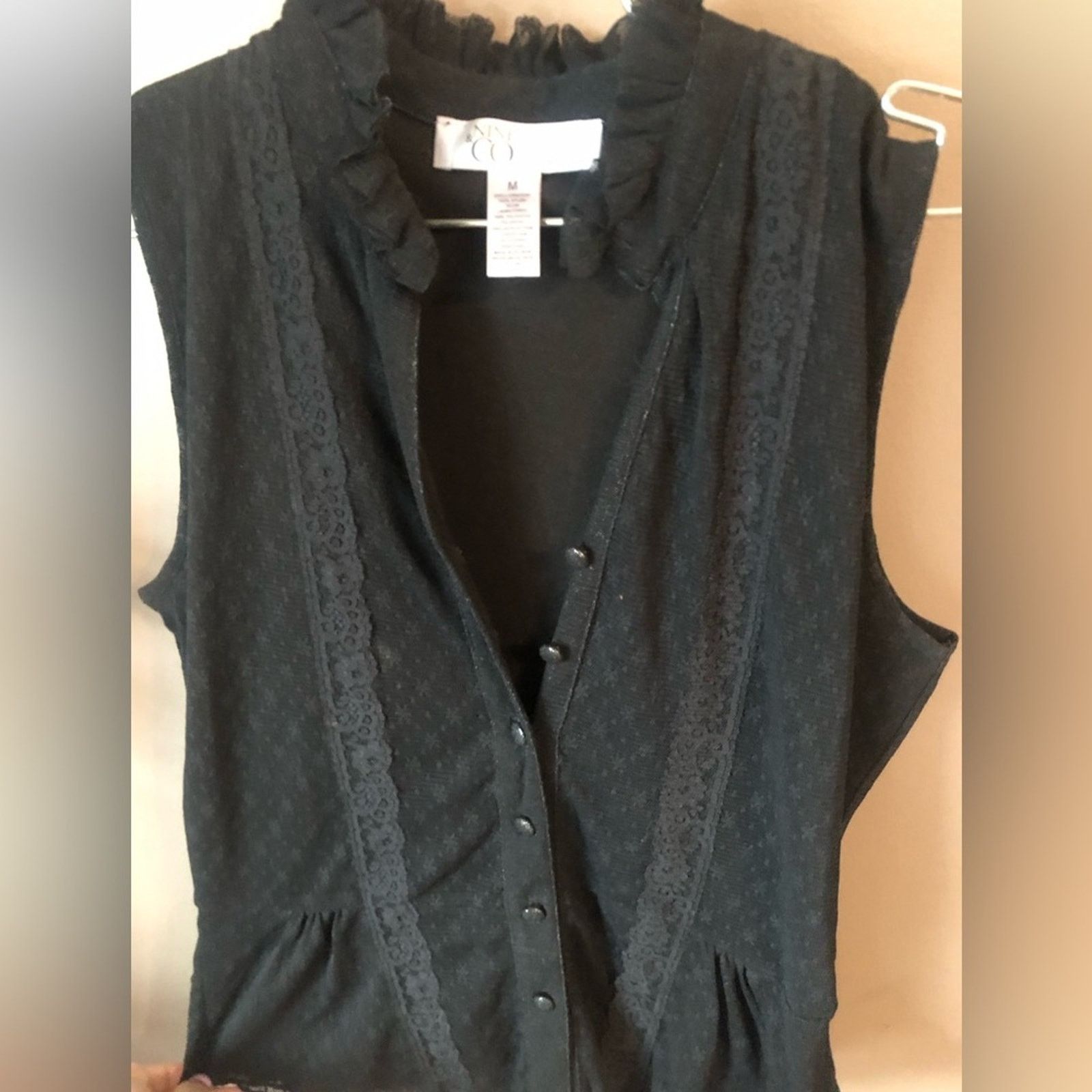 Nine West Lace blouse buttoned sleeveless top Size M / US 6-8 / IT 42-44 - 7 Thumbnail
