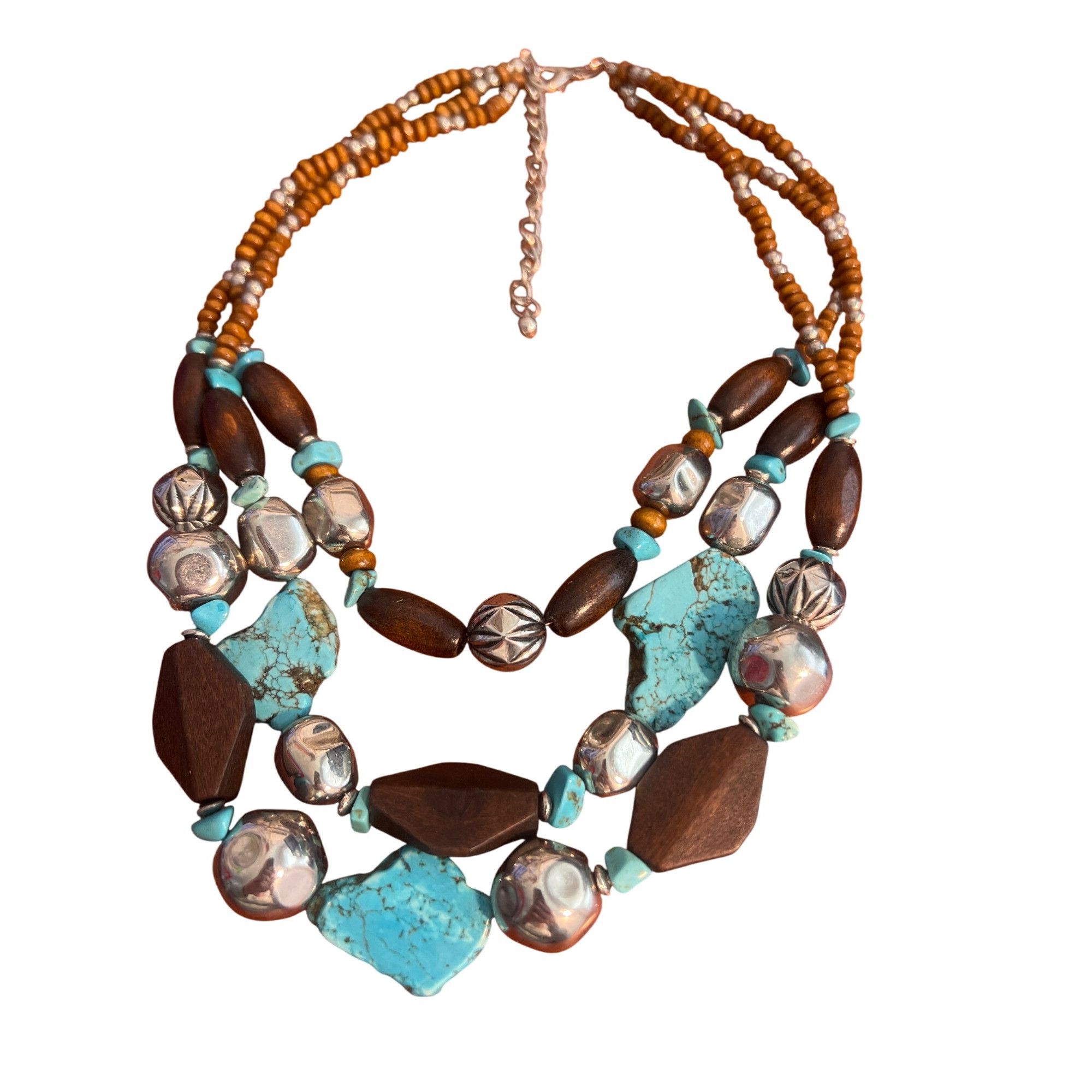 Other Chunky Multicolor Beaded Necklace Layered Faux Turquoise Woo Size ONE SIZE - 1 Thumbnail