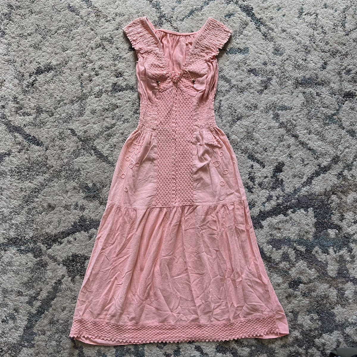 image of Vintage Cottagecore Dres in Pink, Women's (Size Small)