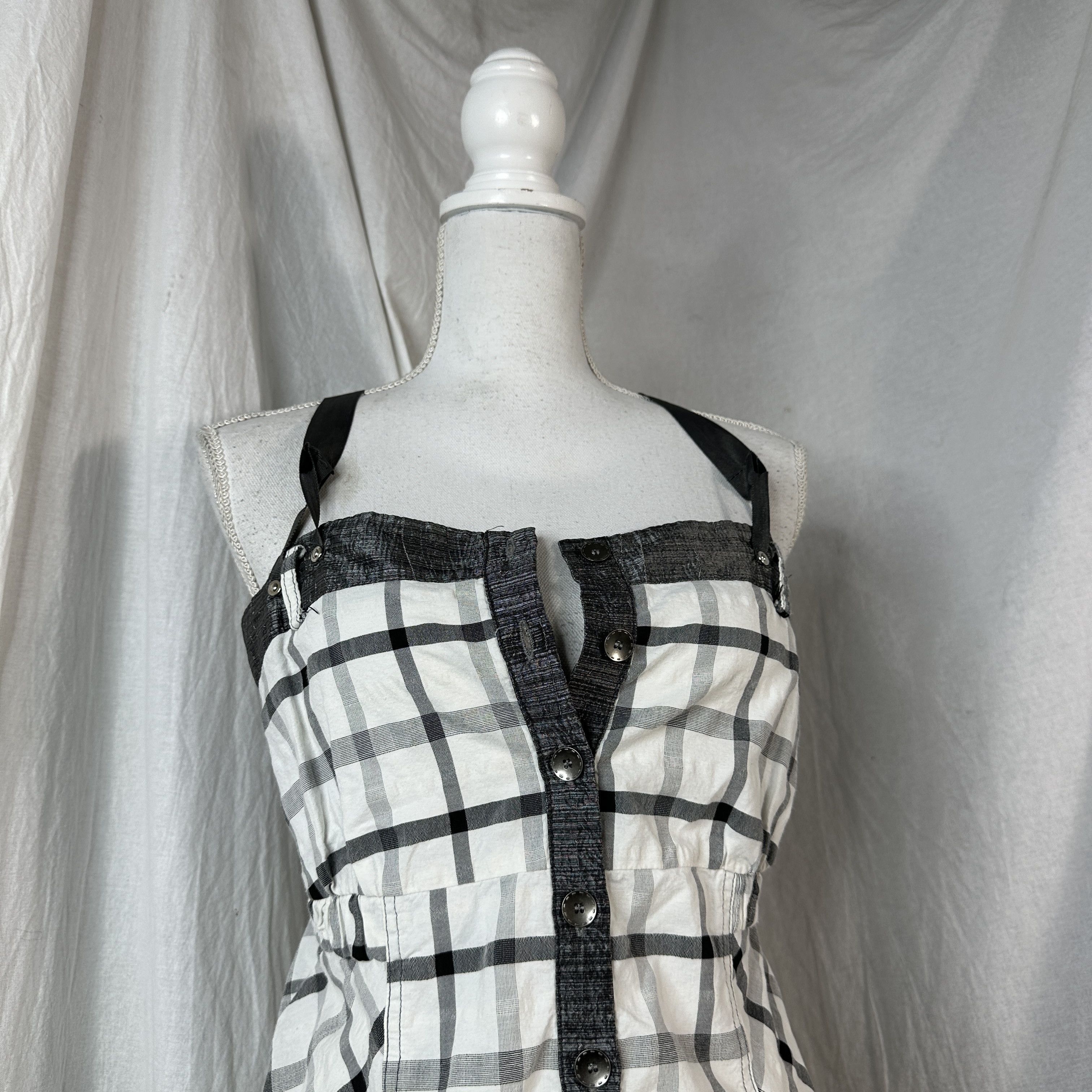 Vintage Vintage Avant Garde Y2K Designer Bubble Checkered Dress Size M / US 6-8 / IT 42-44 - 7 Thumbnail