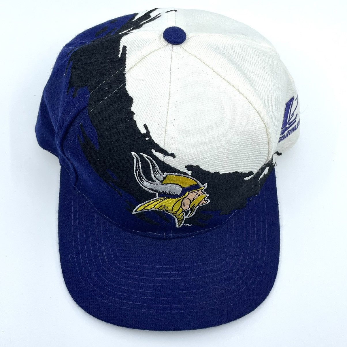 Logo Athletic × Vintage RARE Minnesota Vikings NFL Pro Line Splash Wool Snapback Hat Size ONE SIZE - 2 Thumbnail