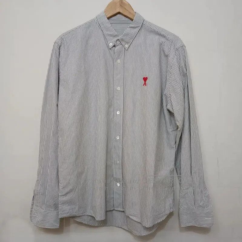 AMI AMI Men's Gray Striped Long Sleeve Shirt . Size US L / EU 52-54 / 3 - 1 Thumbnail